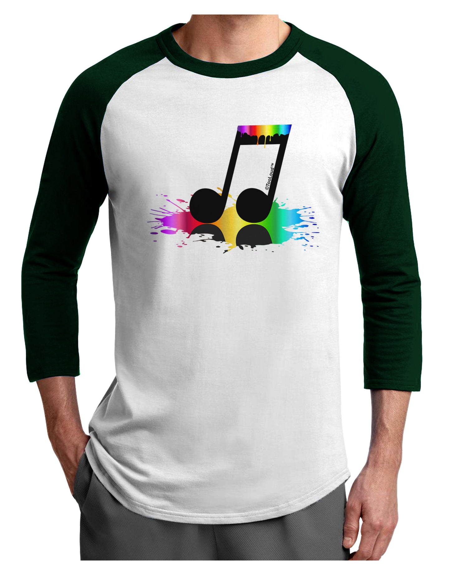 Paint Music Note Adult Raglan Shirt-Raglan Shirt-TooLoud-White-Forest-X-Small-Davson Sales