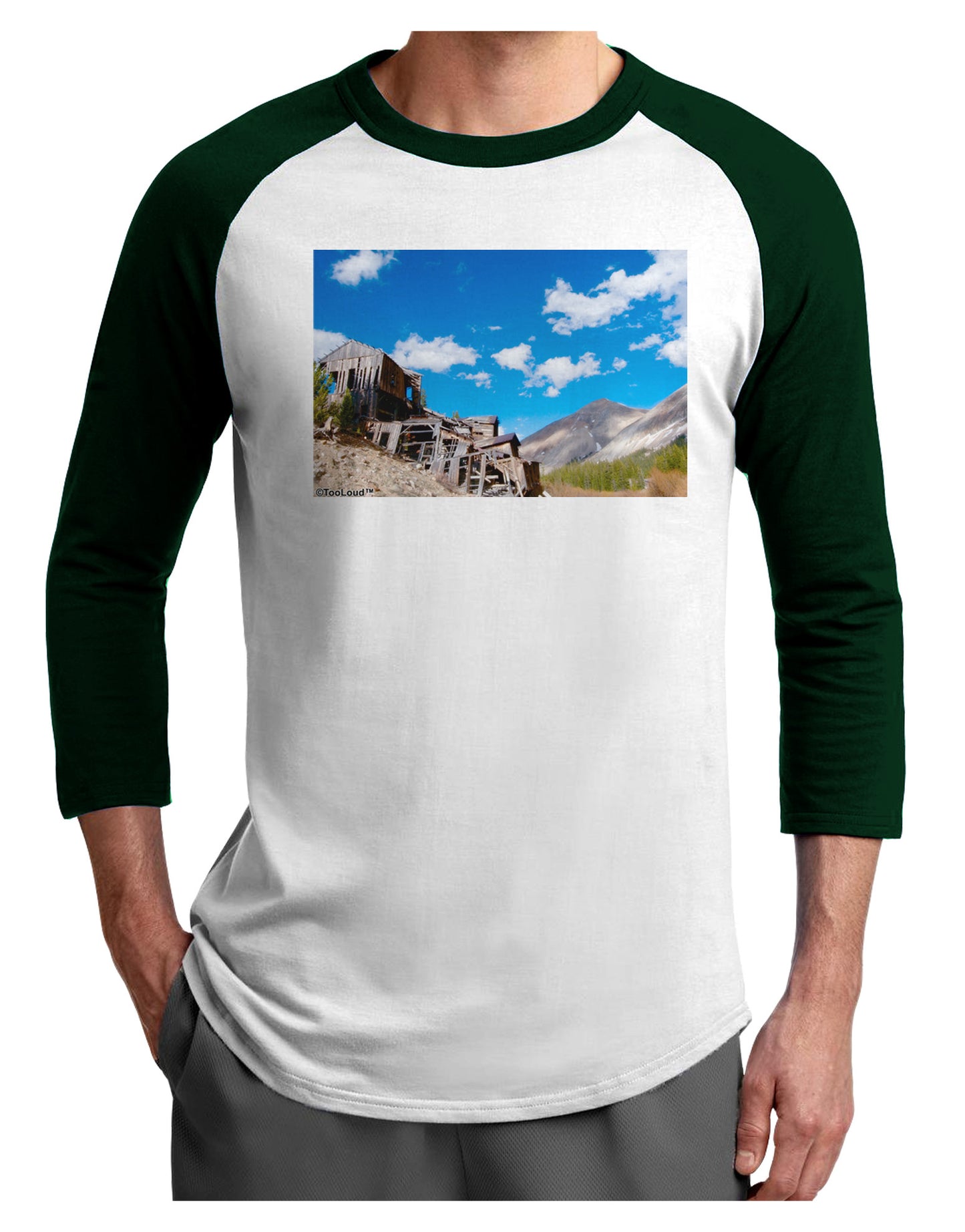 Colorado Landscape Ruins Adult Raglan Shirt-TooLoud-White-Forest-X-Small-Davson Sales