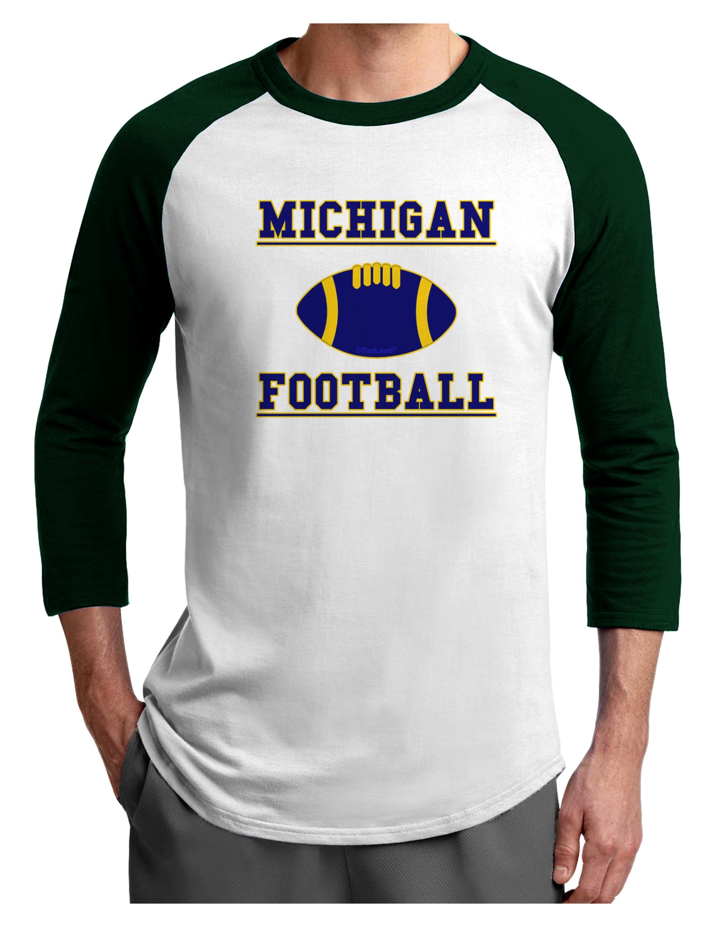 Michigan Football Adult Raglan Shirt by TooLoud-TooLoud-White-Forest-X-Small-Davson Sales