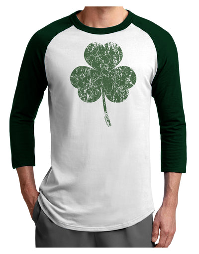 Distressed Traditional Irish Shamrock Adult Raglan Shirt-Raglan Shirt-TooLoud-White-Forest-X-Small-Davson Sales