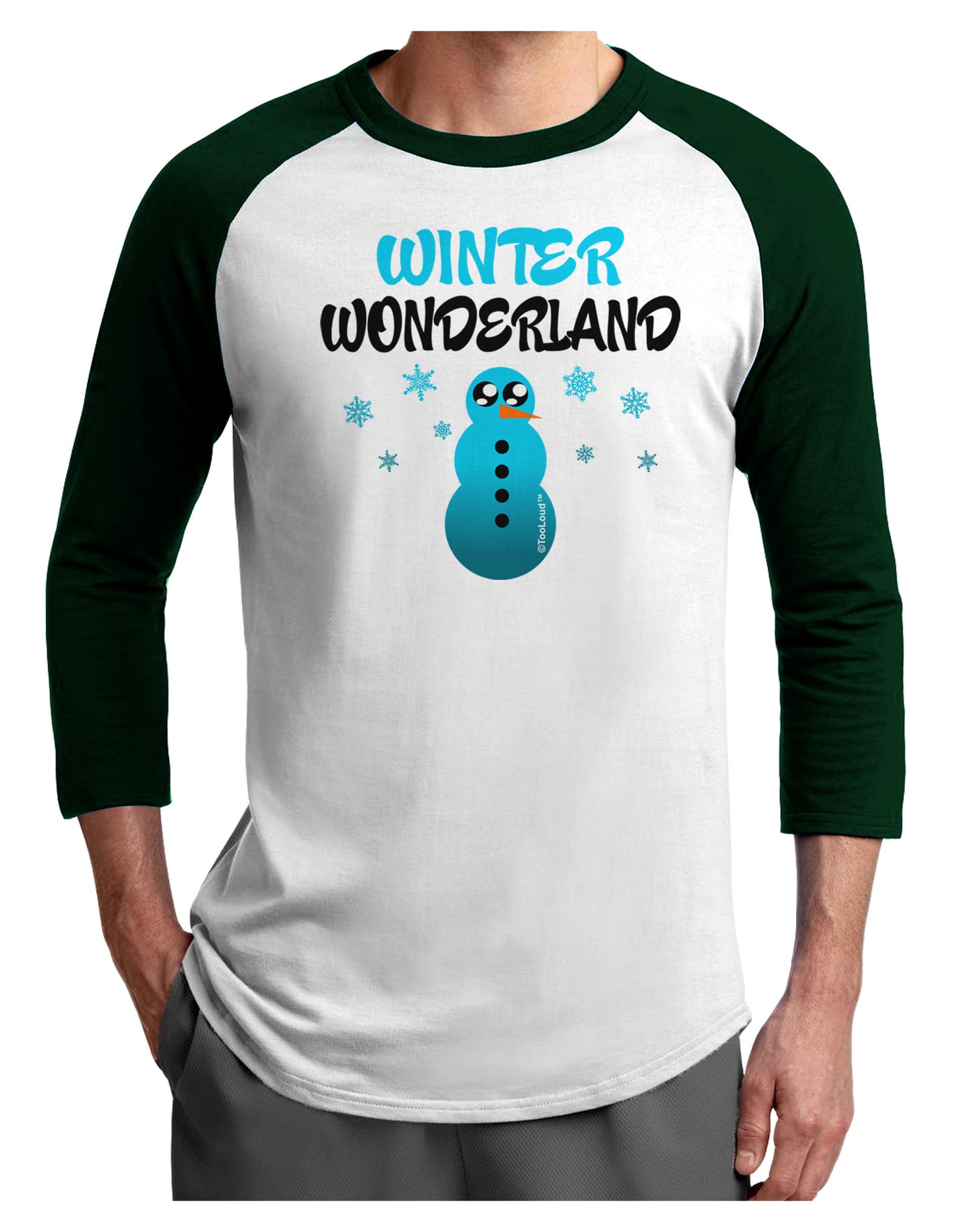 Winter Wonderland Snowman Adult Raglan Shirt-Raglan Shirt-TooLoud-White-Forest-X-Small-Davson Sales