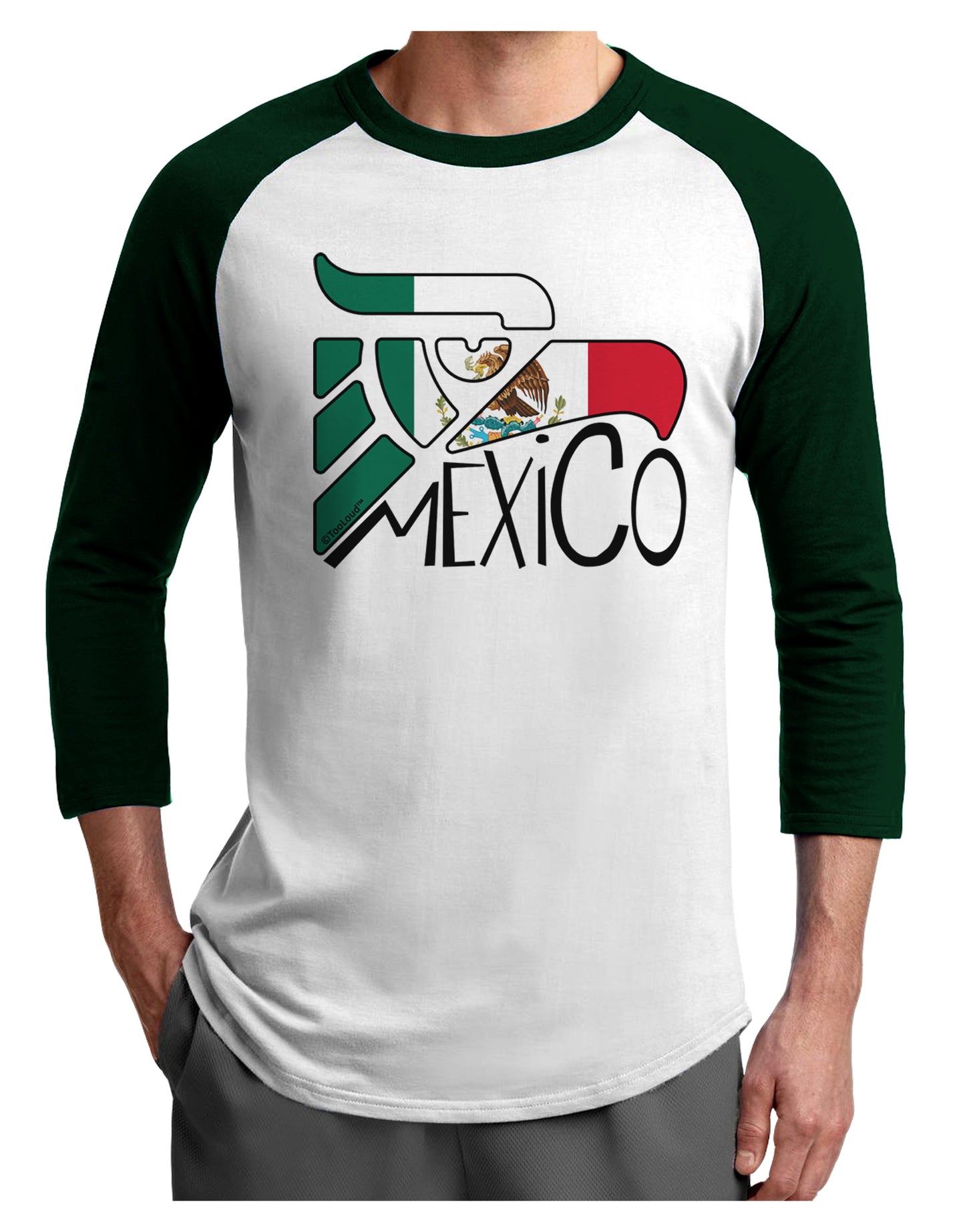 Mexico Eagle Symbol - Mexican Flag - Mexico Adult Raglan Shirt by TooLoud-TooLoud-White-Forest-X-Small-Davson Sales