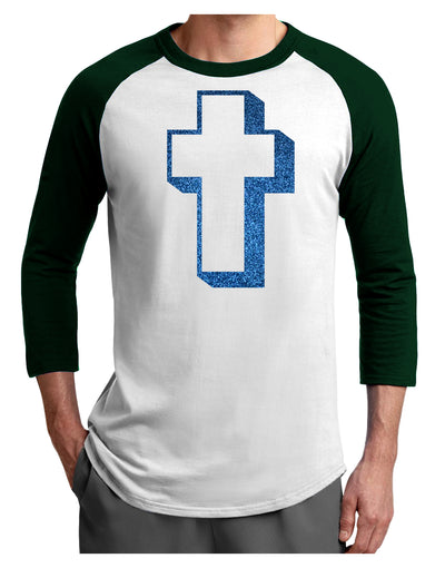 Simple Cross Design Glitter - Blue Adult Raglan Shirt by TooLoud-TooLoud-White-Forest-X-Small-Davson Sales