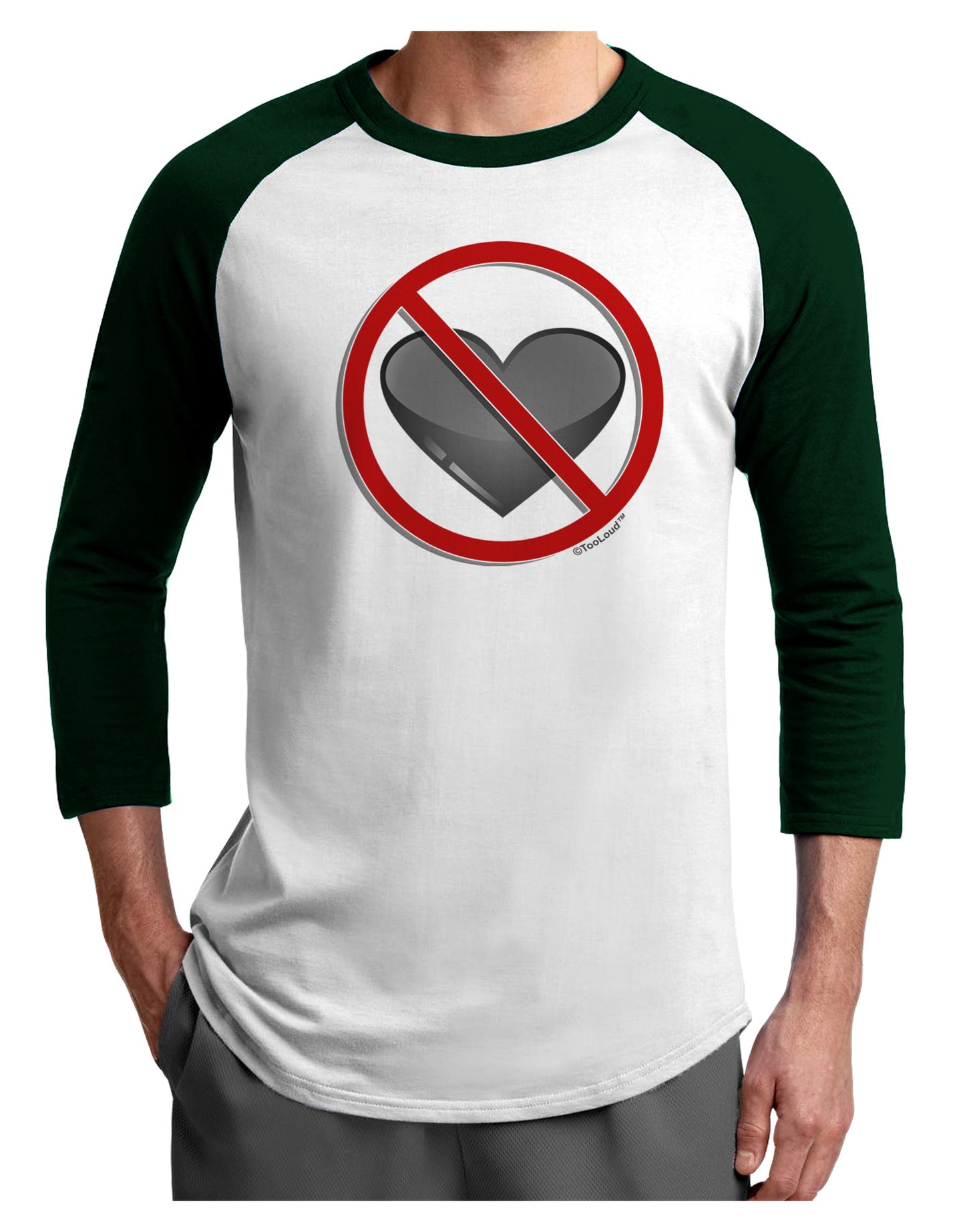 No Love Symbol Adult Raglan Shirt-Raglan Shirt-TooLoud-White-Forest-X-Small-Davson Sales