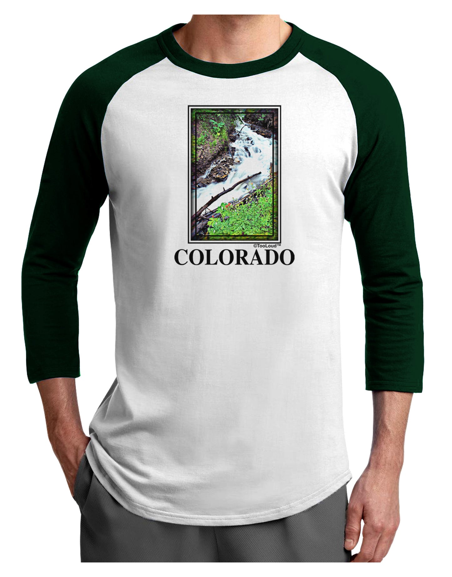 Colorado White River Text Adult Raglan Shirt-Raglan Shirt-TooLoud-White-Forest-X-Small-Davson Sales