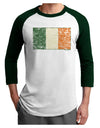 Distressed Irish Flag - Flag of Ireland Adult Raglan Shirt-Raglan Shirt-TooLoud-White-Forest-X-Small-Davson Sales