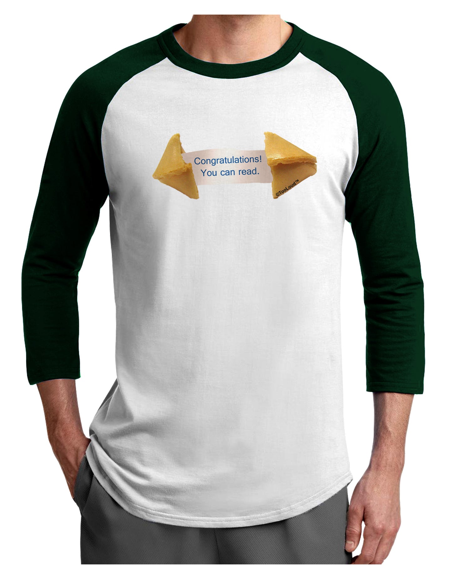 Sarcastic Fortune Cookie Adult Raglan Shirt-TooLoud-White-Forest-X-Small-Davson Sales