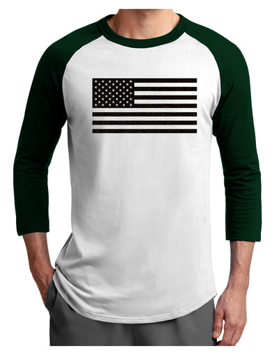 American Flag Glitter - Black Adult Raglan Shirt-TooLoud-White-Forest-X-Small-Davson Sales