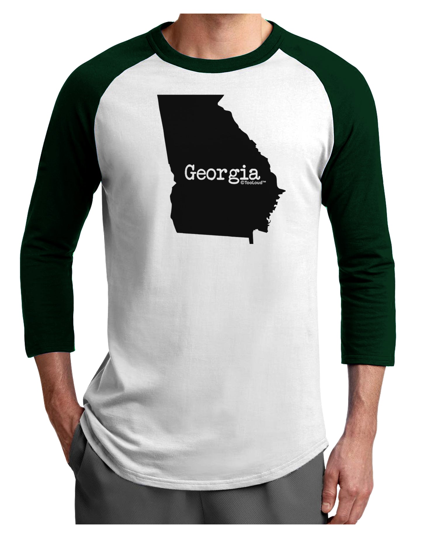Georgia - United States Shape Adult Raglan Shirt by TooLoud-TooLoud-White-Forest-X-Small-Davson Sales