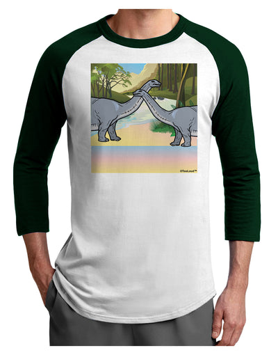 Diplodocus Longus - Without Name Adult Raglan Shirt-TooLoud-White-Forest-X-Small-Davson Sales