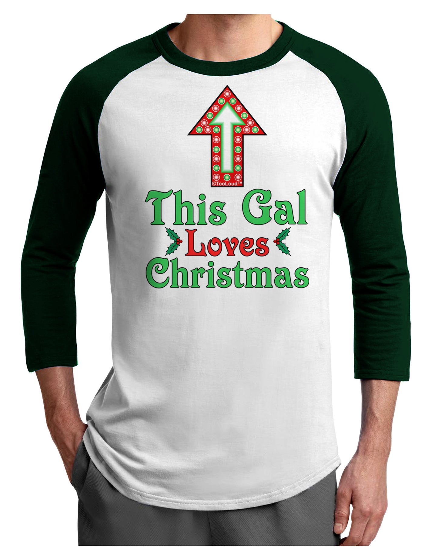 This Gal Loves Christmas Cute Adult Raglan Shirt-Raglan Shirt-TooLoud-White-Forest-X-Small-Davson Sales