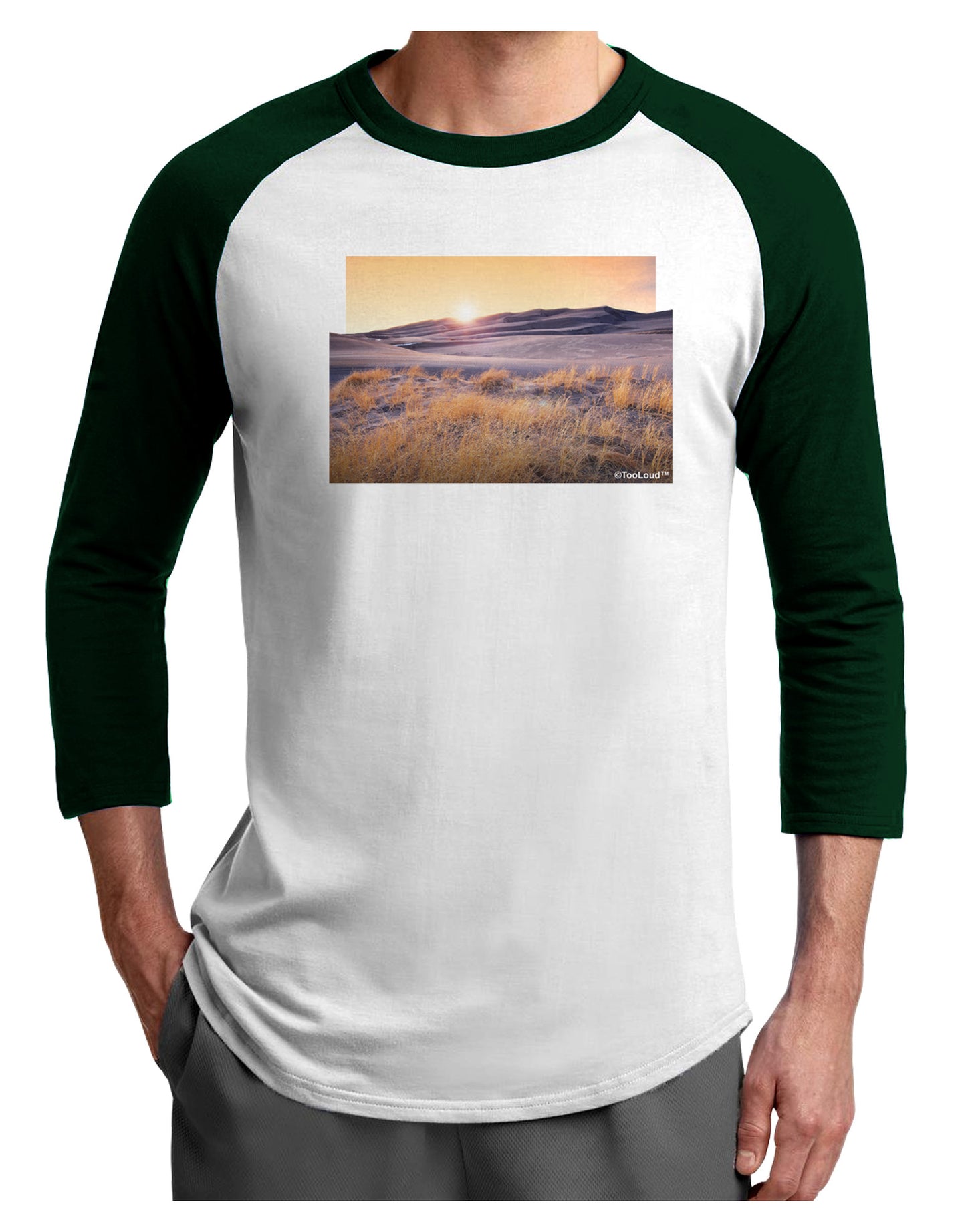 Colorado Sand Dunes Cutout Adult Raglan Shirt-Raglan Shirt-TooLoud-White-Forest-X-Small-Davson Sales