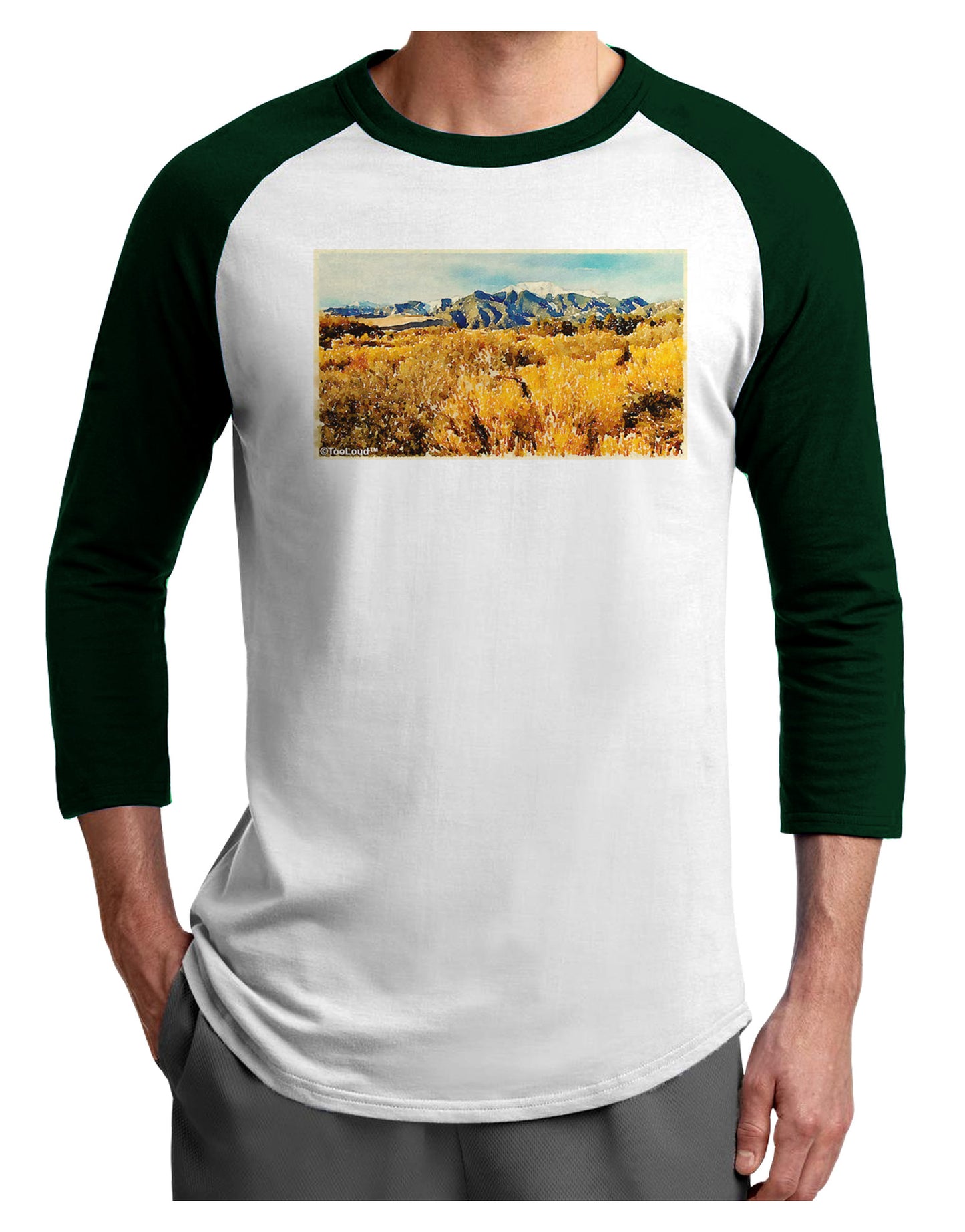 Mountain Forest Park Watercolor Adult Raglan Shirt-TooLoud-White-Forest-X-Small-Davson Sales