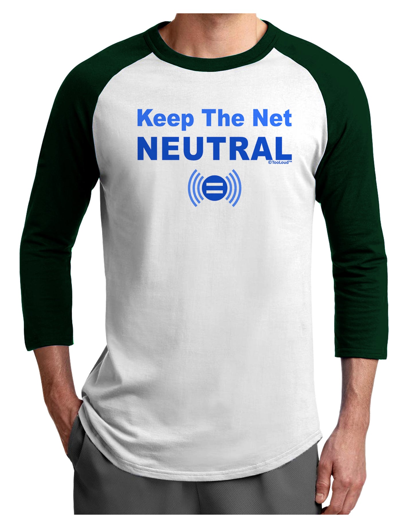 Keep the Net Neutral Adult Raglan Shirt-TooLoud-White-Forest-X-Small-Davson Sales
