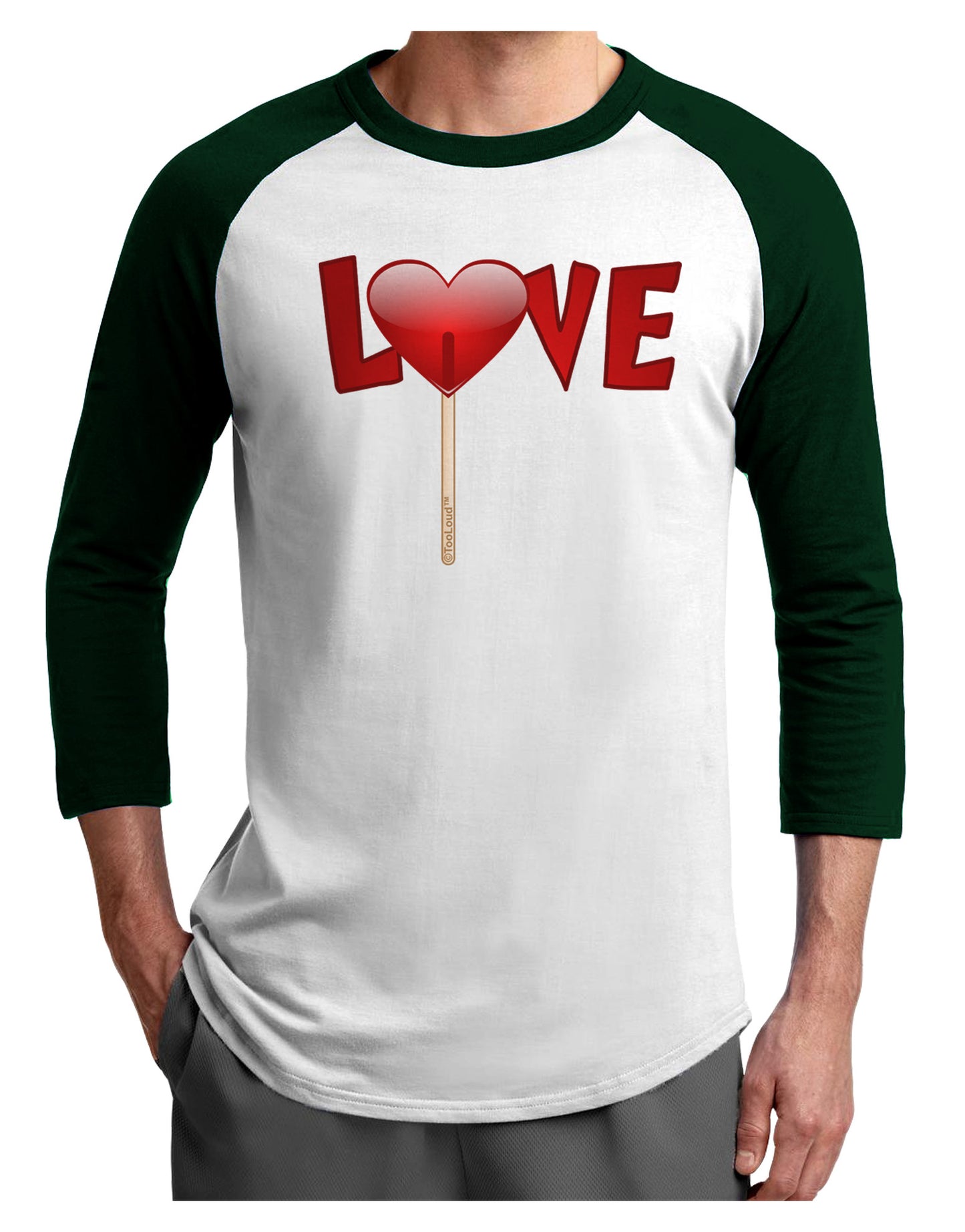 Love Lollipop Adult Raglan Shirt-TooLoud-White-Forest-X-Small-Davson Sales