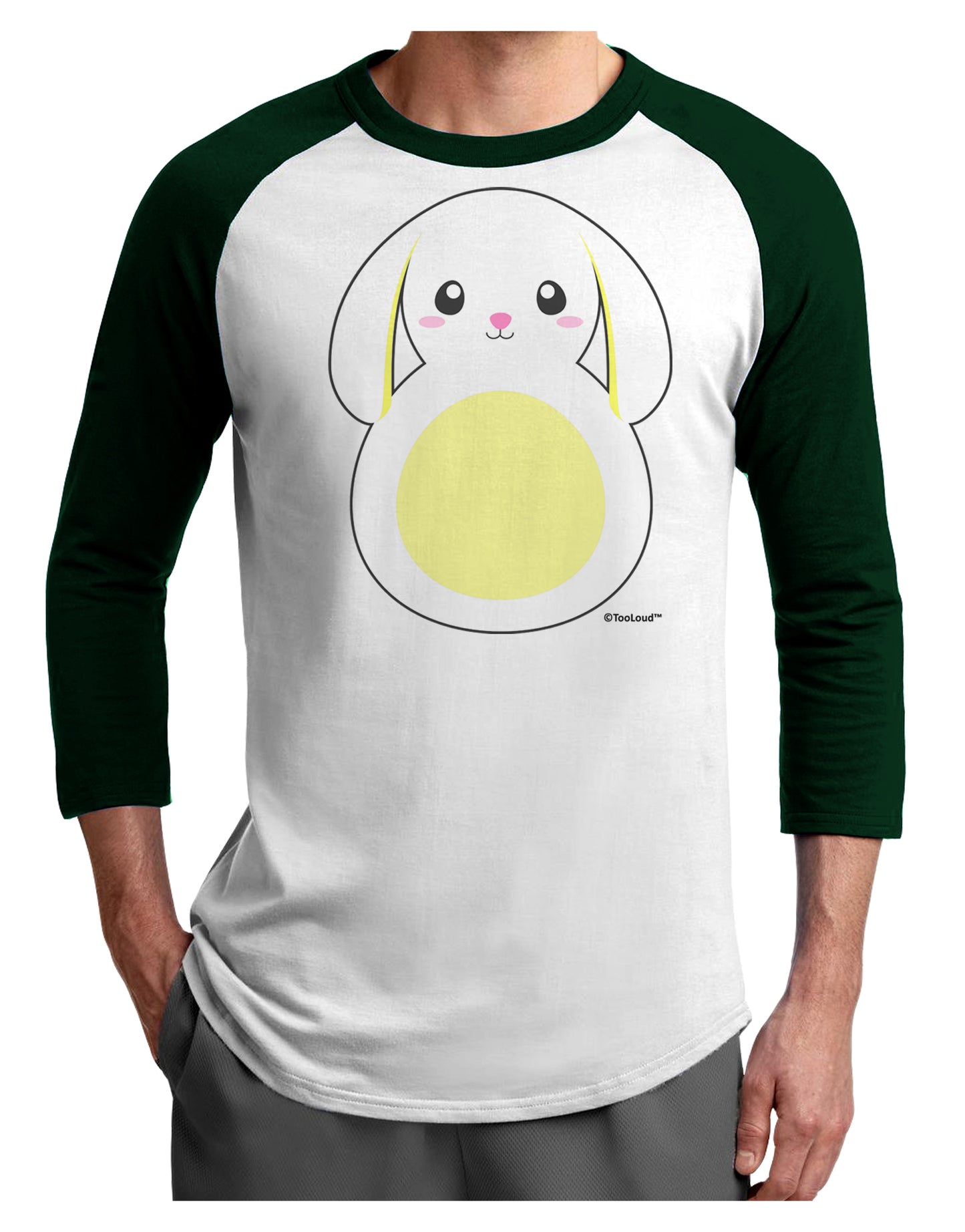 Cute Bunny with Floppy Ears - Yellow Adult Raglan Shirt by TooLoud-TooLoud-White-Forest-X-Small-Davson Sales