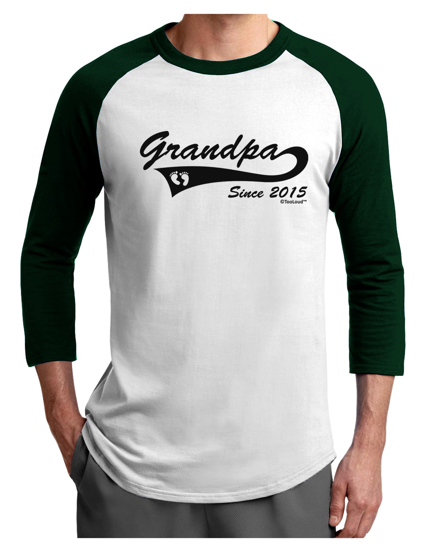 Grandpa Since 2015 Adult Raglan Shirt by TooLoud-TooLoud-White-Forest-X-Small-Davson Sales