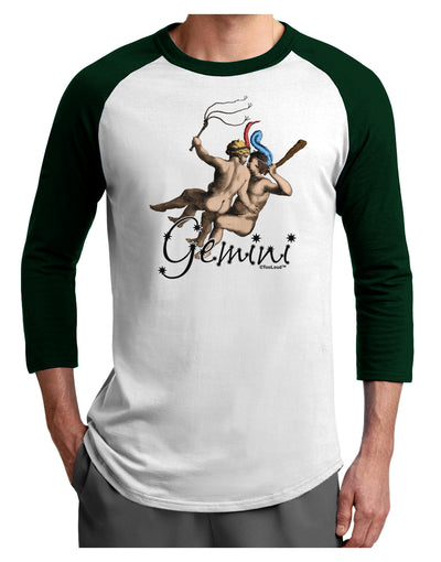 Gemini Illustration Color Adult Raglan Shirt-TooLoud-White-Forest-X-Small-Davson Sales