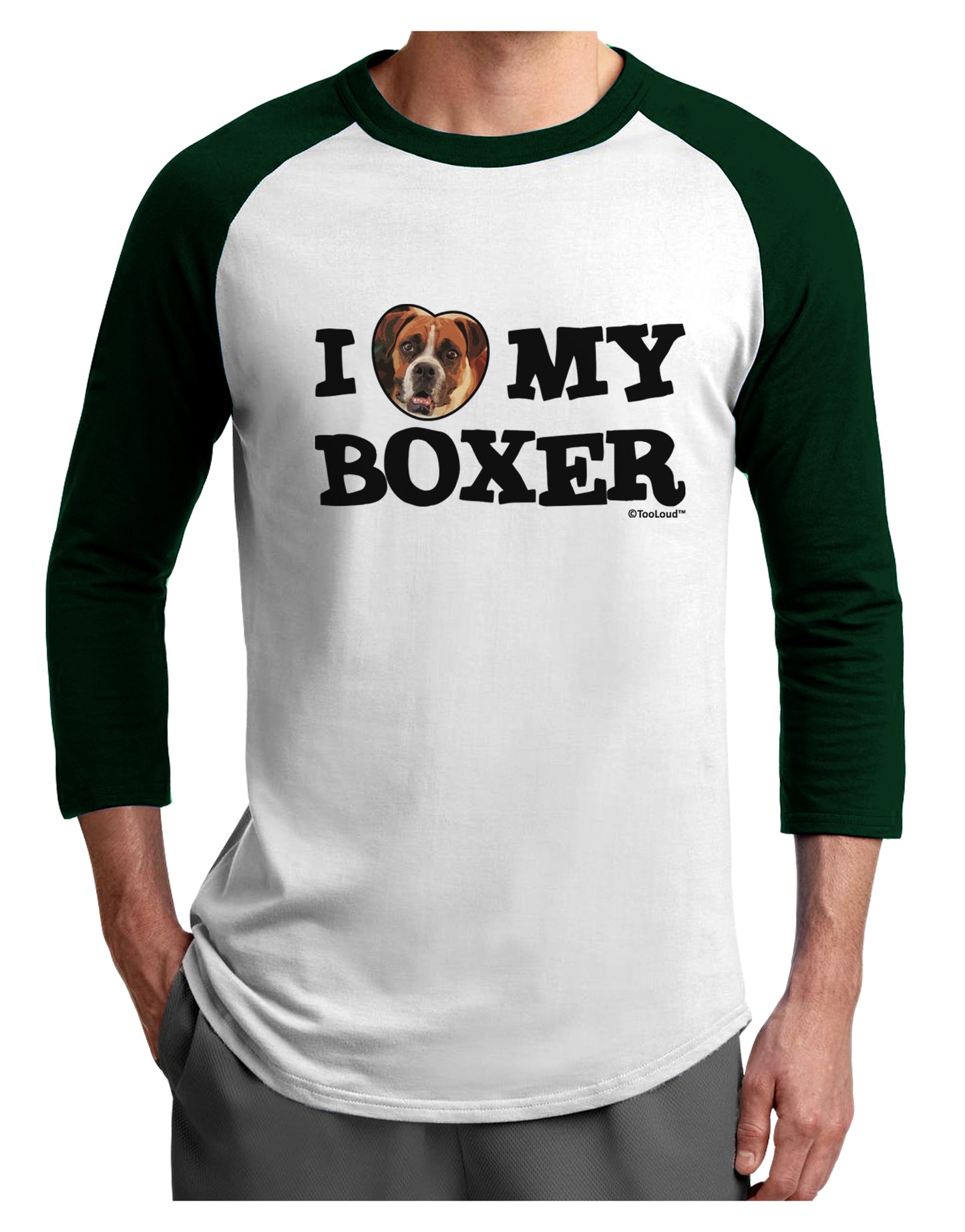 I Heart My Boxer Adult Raglan Shirt by TooLoud-TooLoud-White-Forest-X-Small-Davson Sales