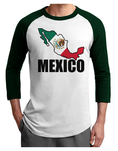 Mexico Outline - Mexican Flag - Mexico Text Adult Raglan Shirt by TooLoud-TooLoud-White-Forest-X-Small-Davson Sales
