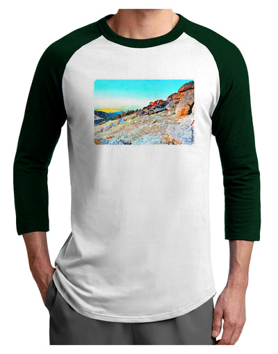 CO Rockies View Watercolor Adult Raglan Shirt-Raglan Shirt-TooLoud-White-Forest-X-Small-Davson Sales