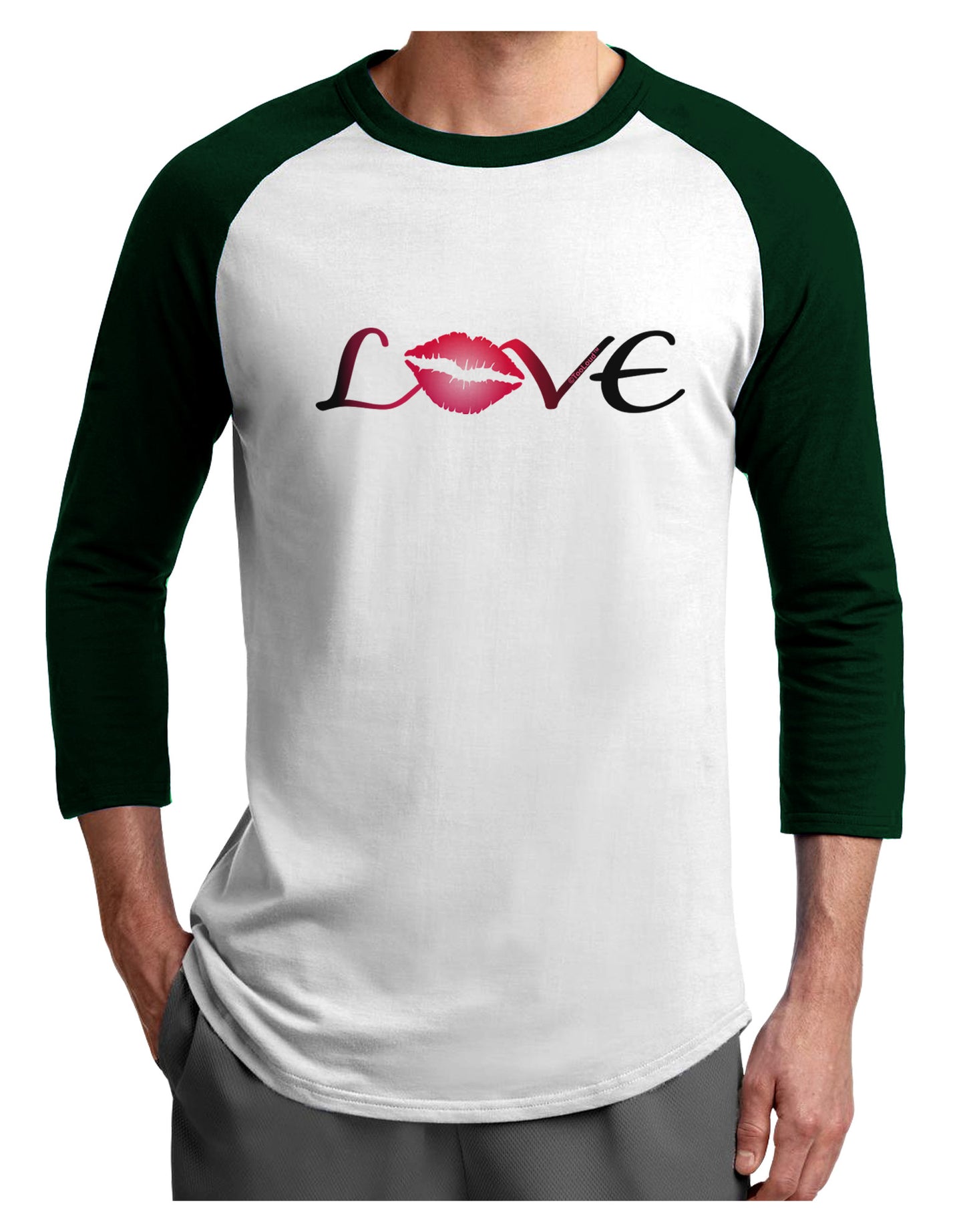 Love Kiss Adult Raglan Shirt-Raglan Shirt-TooLoud-White-Forest-X-Small-Davson Sales