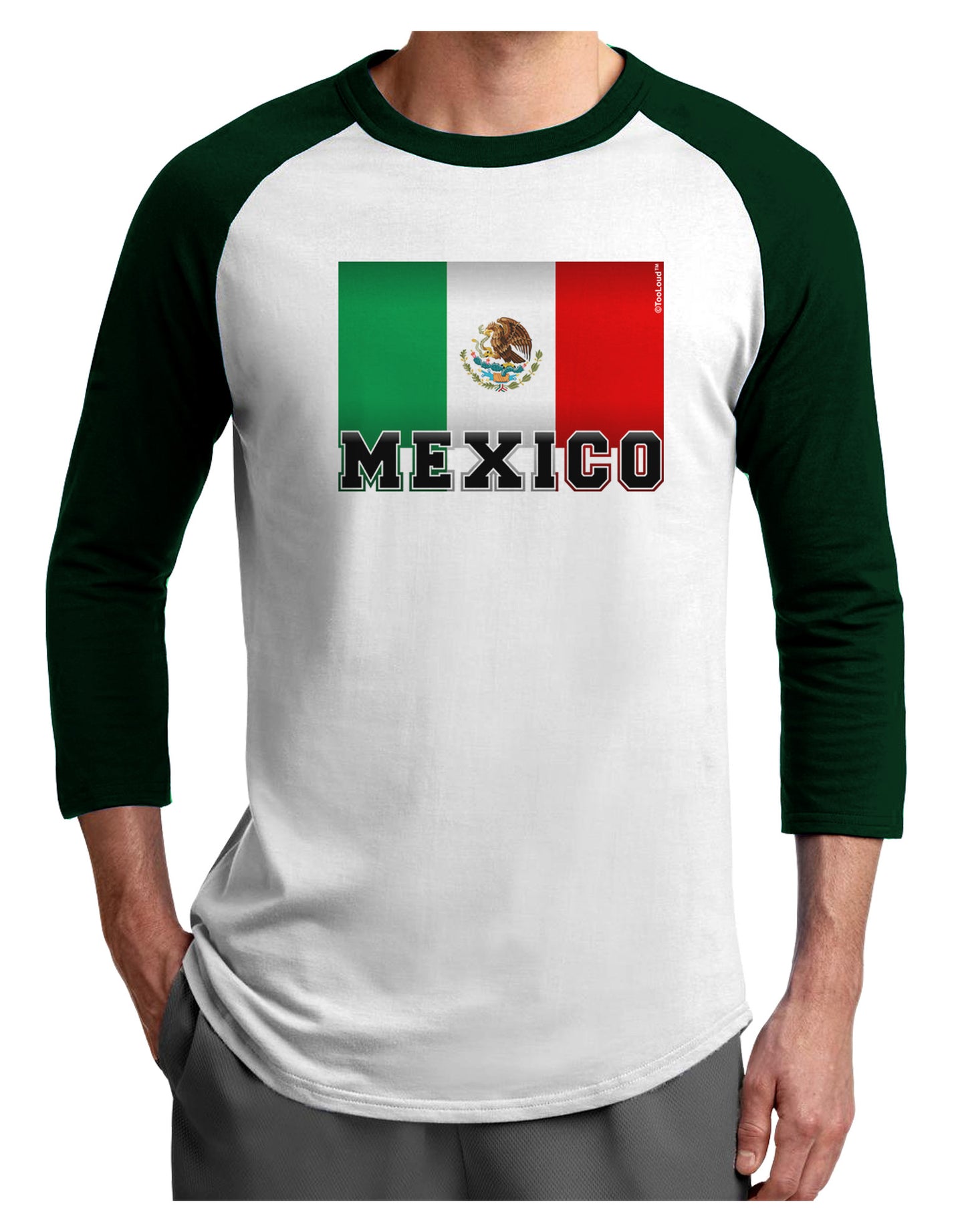 Mexico Flag Adult Raglan Shirt-Raglan Shirt-TooLoud-White-Forest-X-Small-Davson Sales