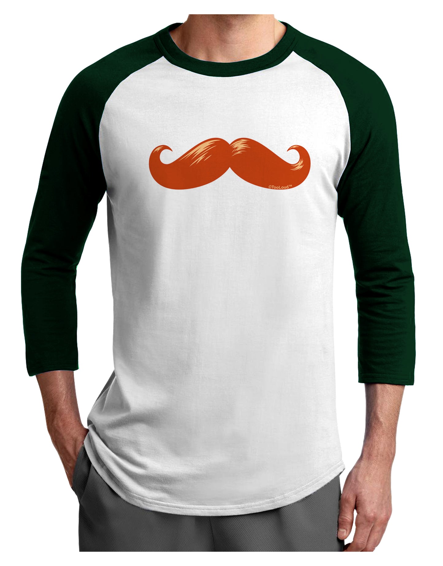 Big Redhead Mustache Adult Raglan Shirt-Raglan Shirt-TooLoud-White-Forest-X-Small-Davson Sales