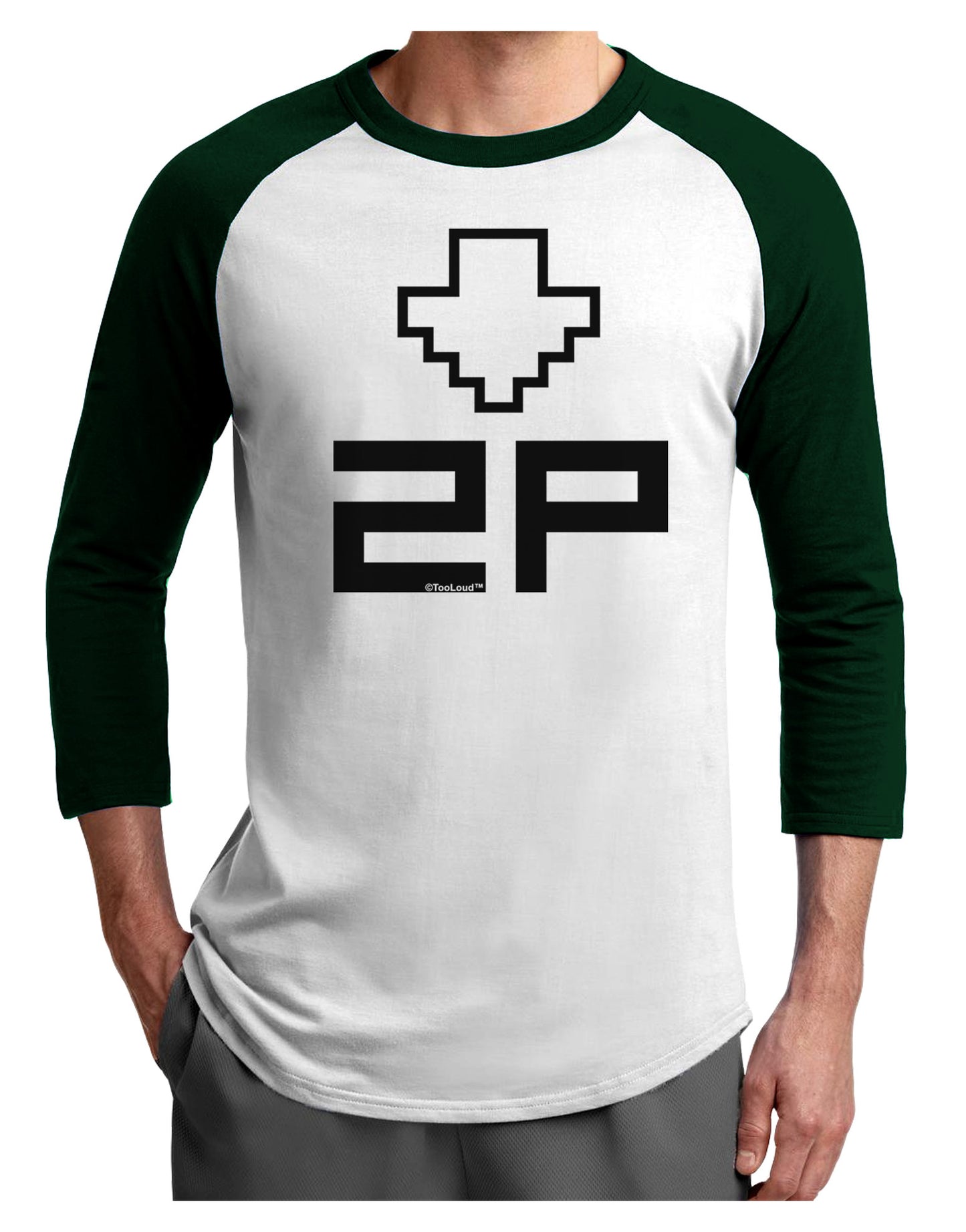 Player Two Selection Icon Adult Raglan Shirt-TooLoud-White-Forest-X-Small-Davson Sales