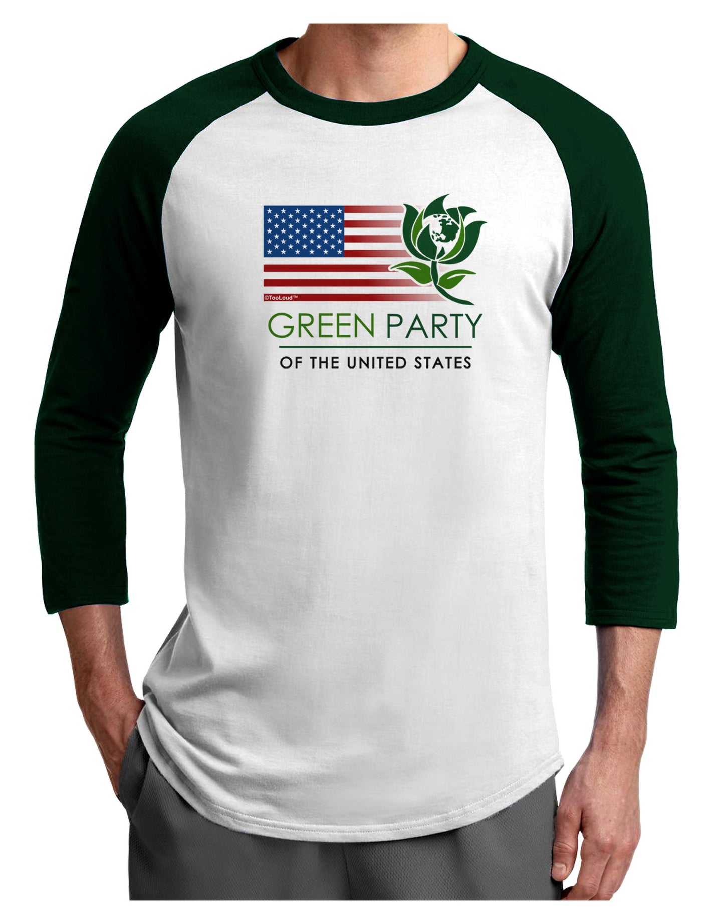 Green Party US Flag Adult Raglan Shirt-Raglan Shirt-TooLoud-White-Forest-X-Small-Davson Sales