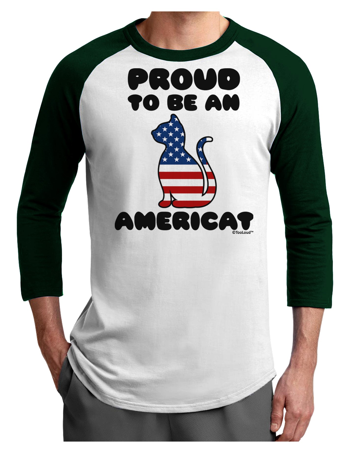 Proud to Be an Americat Adult Raglan Shirt by TooLoud-TooLoud-White-Forest-X-Small-Davson Sales