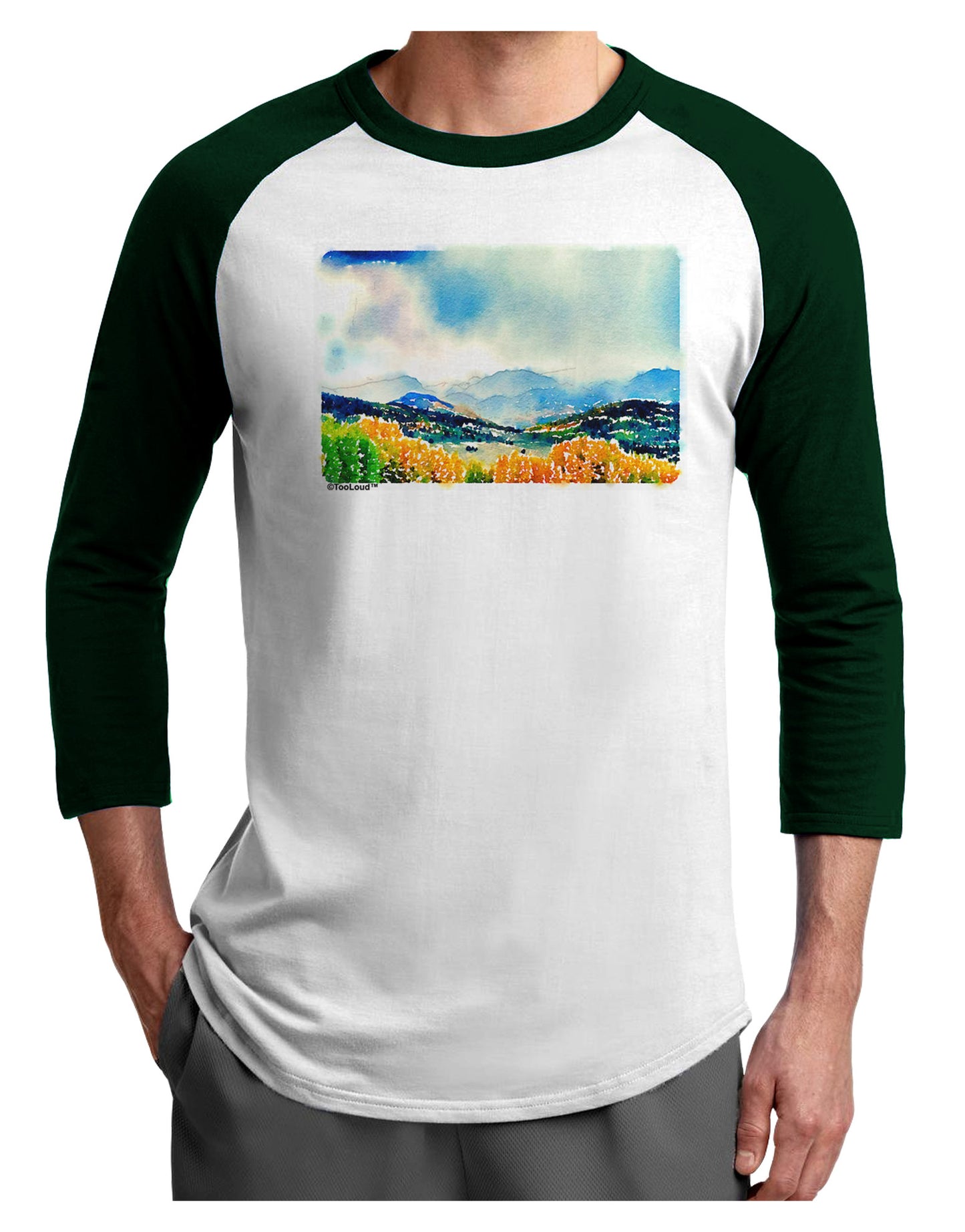 Colorado Mountain Scene Adult Raglan Shirt-TooLoud-White-Forest-X-Small-Davson Sales