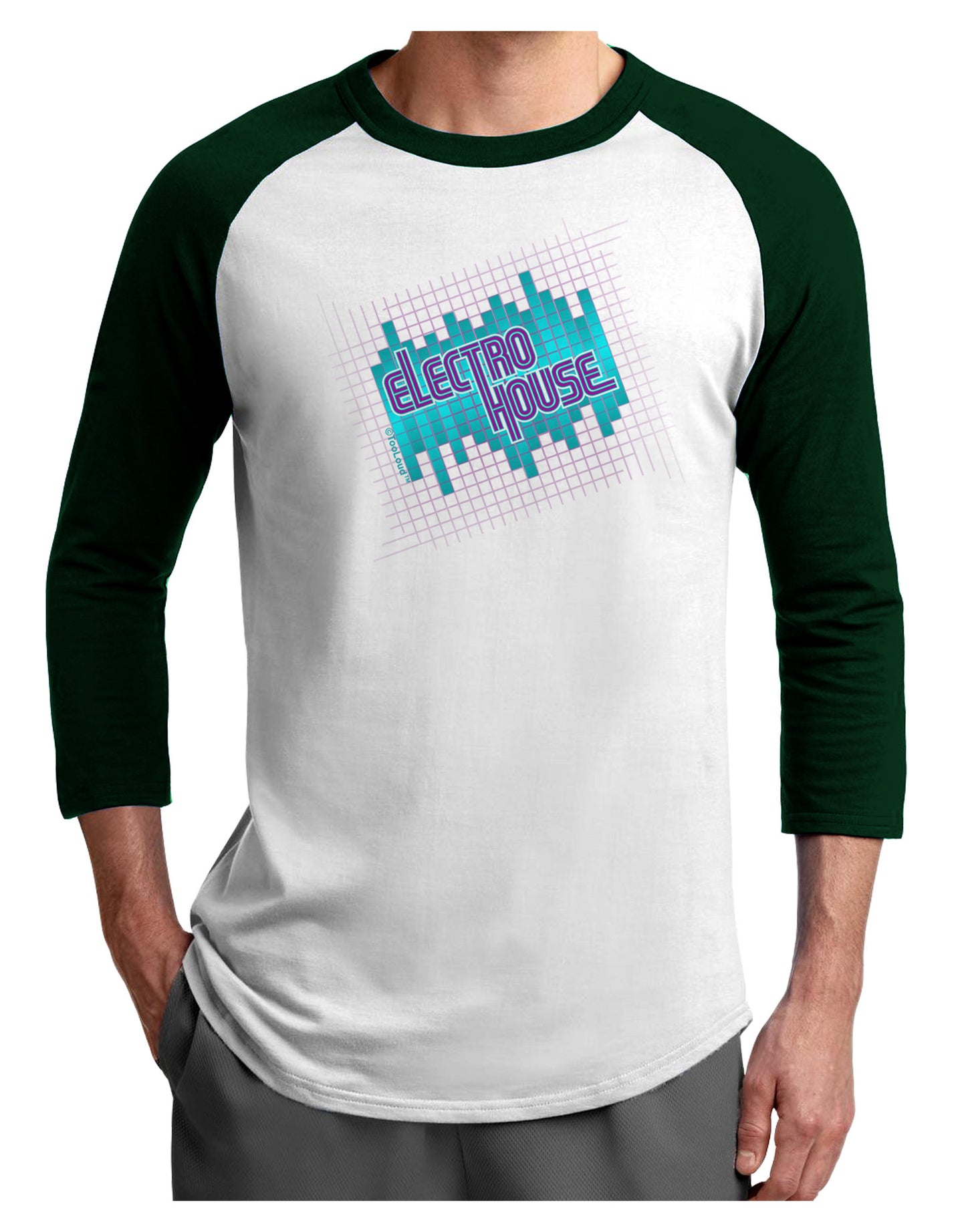 Electro House Equalizer Adult Raglan Shirt-Raglan Shirt-TooLoud-White-Forest-X-Small-Davson Sales