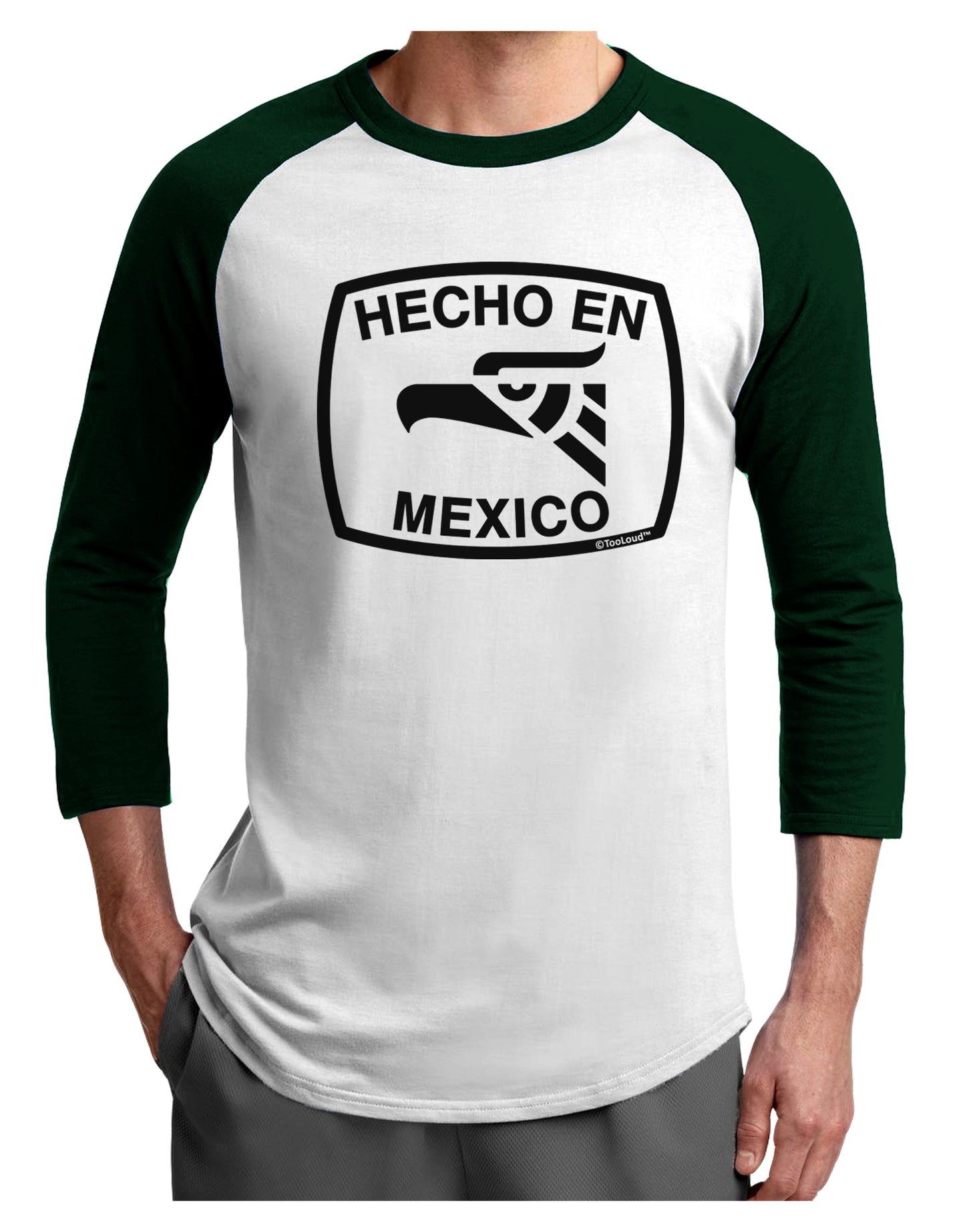 Hecho en Mexico Eagle Symbol with Text Adult Raglan Shirt by TooLoud-TooLoud-White-Forest-X-Small-Davson Sales