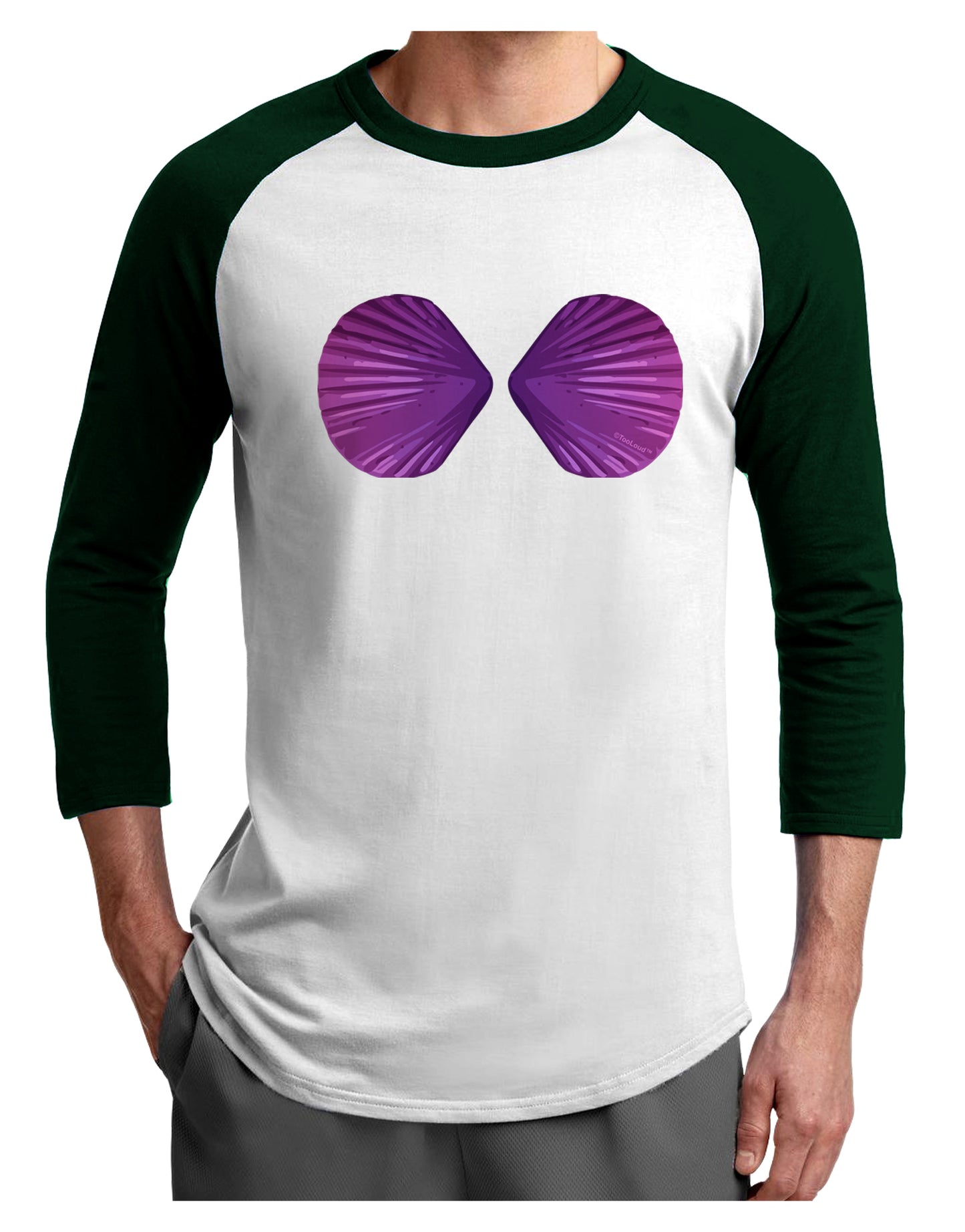 Mermaid Shell Bra Purple Adult Raglan Shirt by TooLoud-TooLoud-White-Forest-X-Small-Davson Sales
