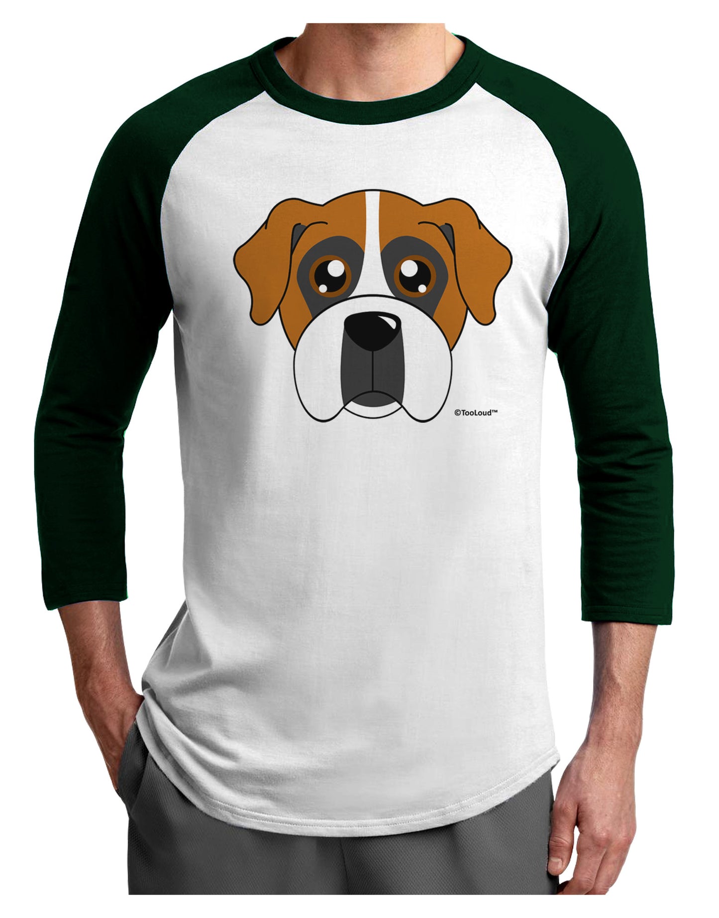 Cute Boxer Dog Adult Raglan Shirt-Raglan Shirt-TooLoud-White-Forest-X-Small-Davson Sales