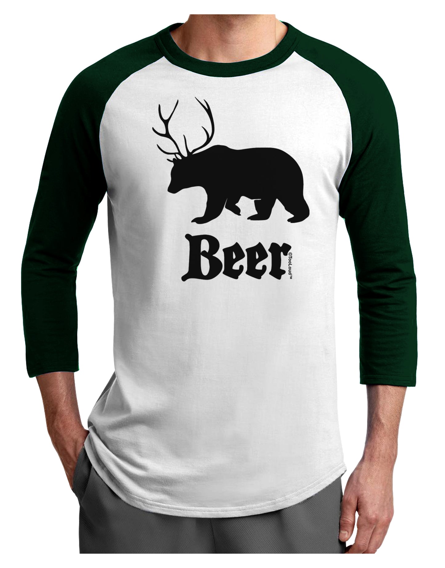 Beer Animal Adult Raglan Shirt-TooLoud-White-Forest-X-Small-Davson Sales