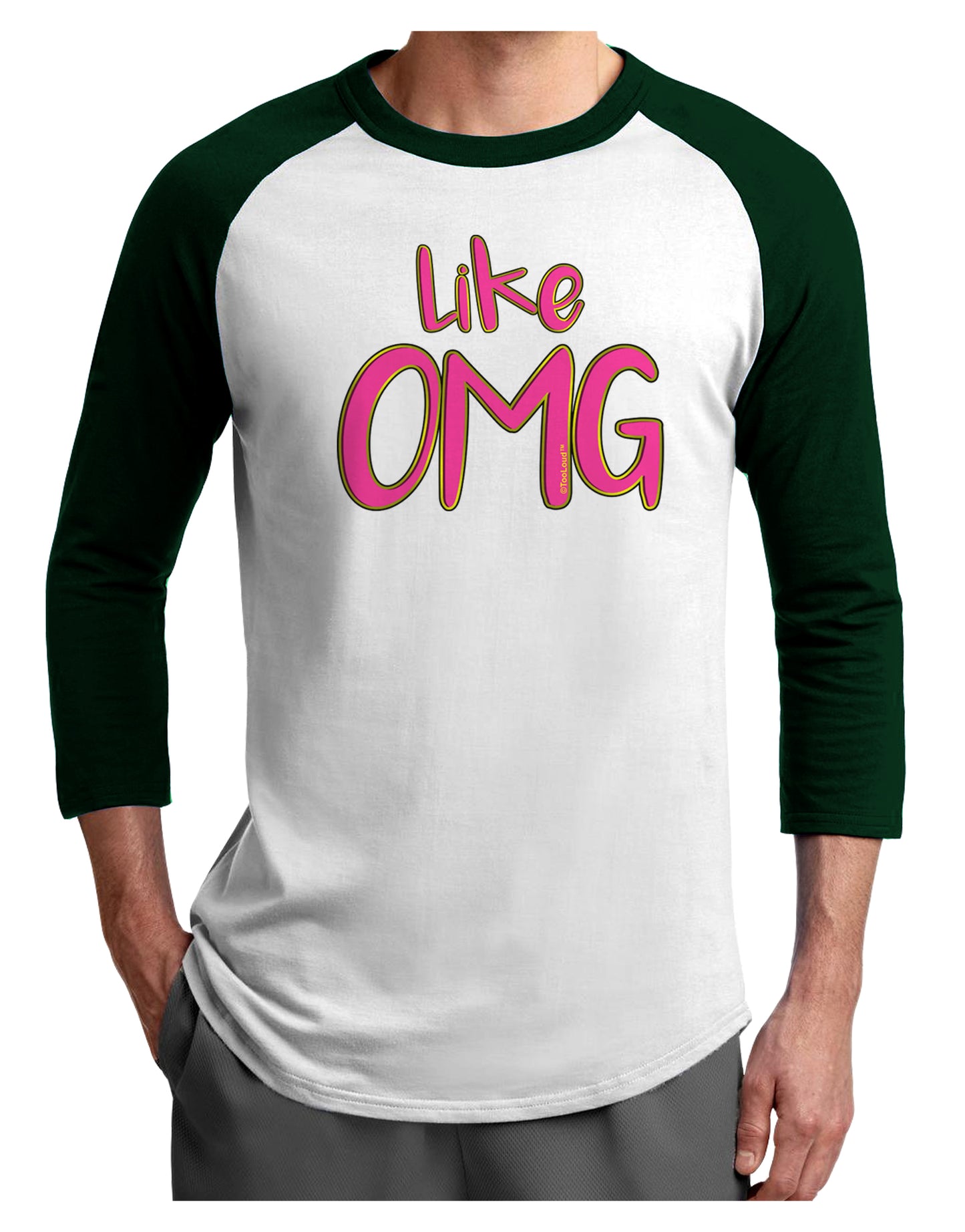 Like OMG Adult Raglan Shirt by TooLoud-TooLoud-White-Forest-X-Small-Davson Sales