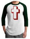 Simple Cross Design Glitter - Red Adult Raglan Shirt by TooLoud-TooLoud-White-Forest-X-Small-Davson Sales