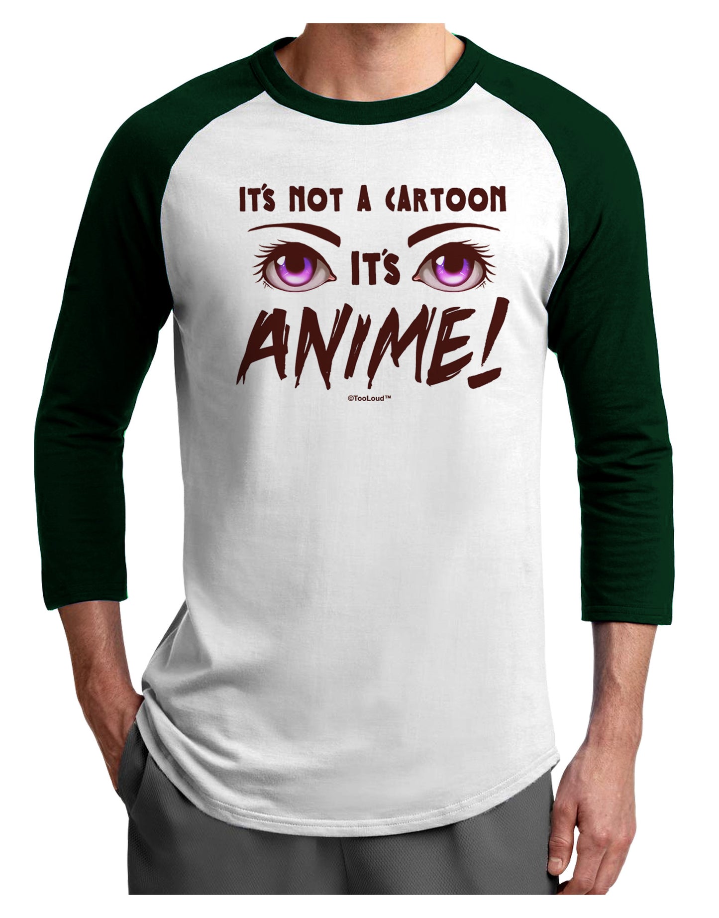 Not A Cartoon Eyes Magenta Adult Raglan Shirt-TooLoud-White-Forest-X-Small-Davson Sales
