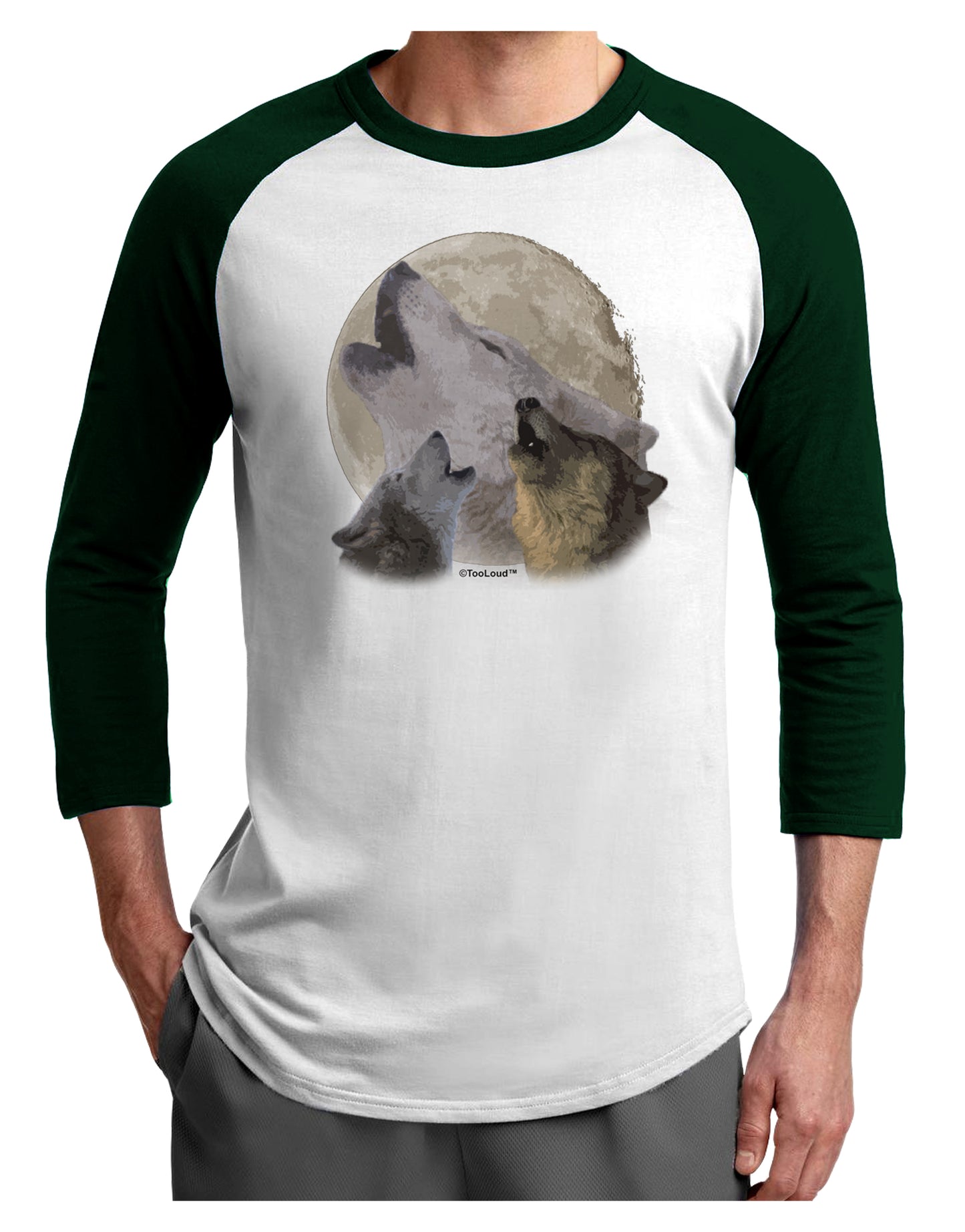 Three Wolves Howling at the Moon Adult Raglan Shirt by TooLoud-TooLoud-White-Forest-X-Small-Davson Sales