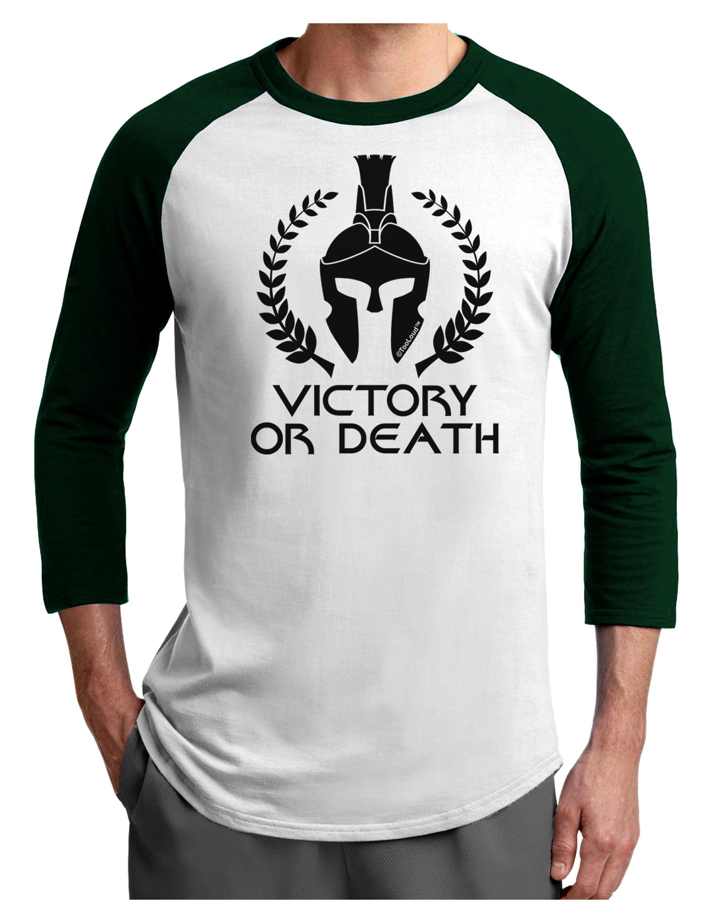 Spartan Victory Or Death Adult Raglan Shirt-Raglan Shirt-TooLoud-White-Forest-X-Small-Davson Sales