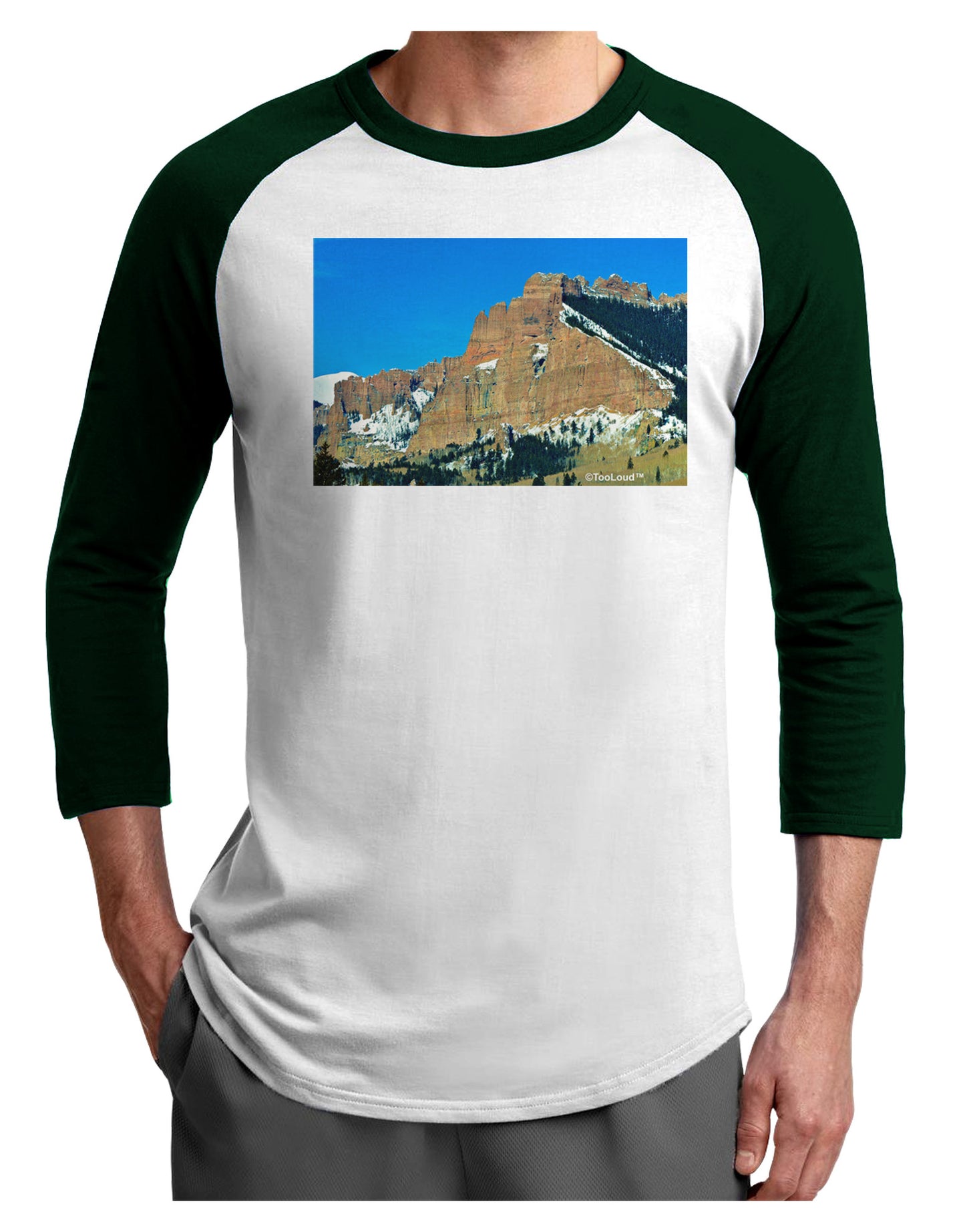 Colorado Snowy Mountains Adult Raglan Shirt-Raglan Shirt-TooLoud-White-Forest-X-Small-Davson Sales