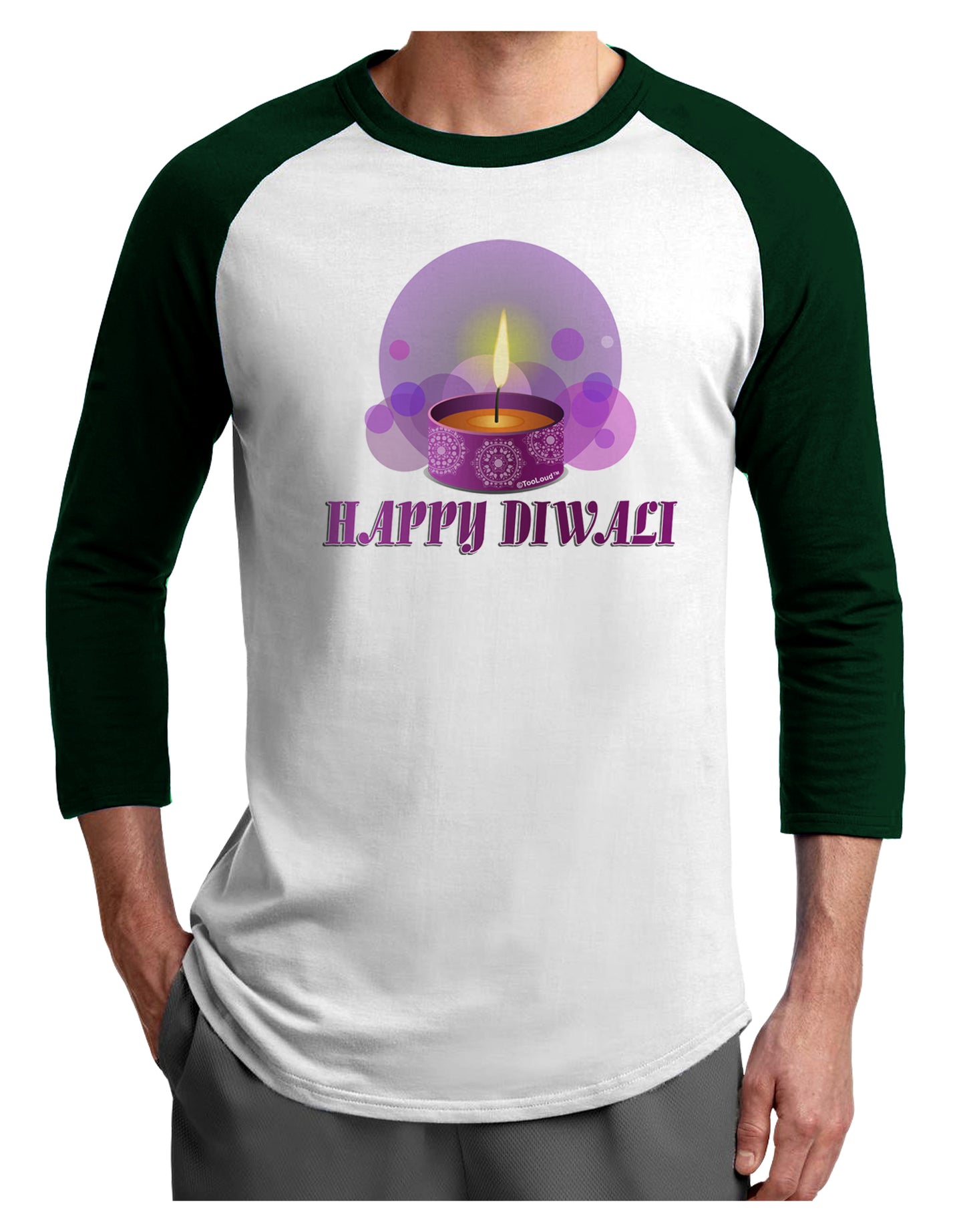 Happy Diwali Purple Candle Adult Raglan Shirt by TooLoud-TooLoud-White-Forest-X-Small-Davson Sales
