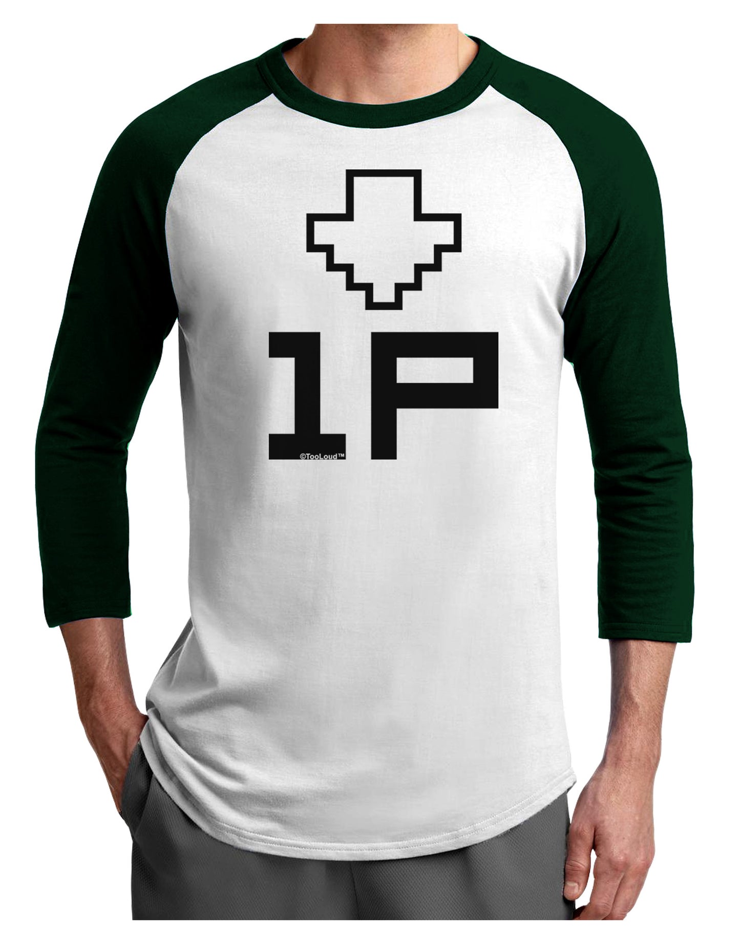 Player One Couples Design Adult Raglan Shirt-TooLoud-White-Forest-X-Small-Davson Sales