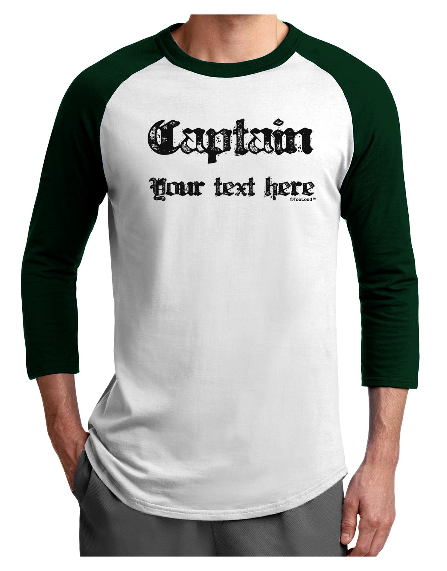 Personalized Captain Adult Raglan Shirt-Raglan Shirt-TooLoud-White-Forest-X-Small-Davson Sales