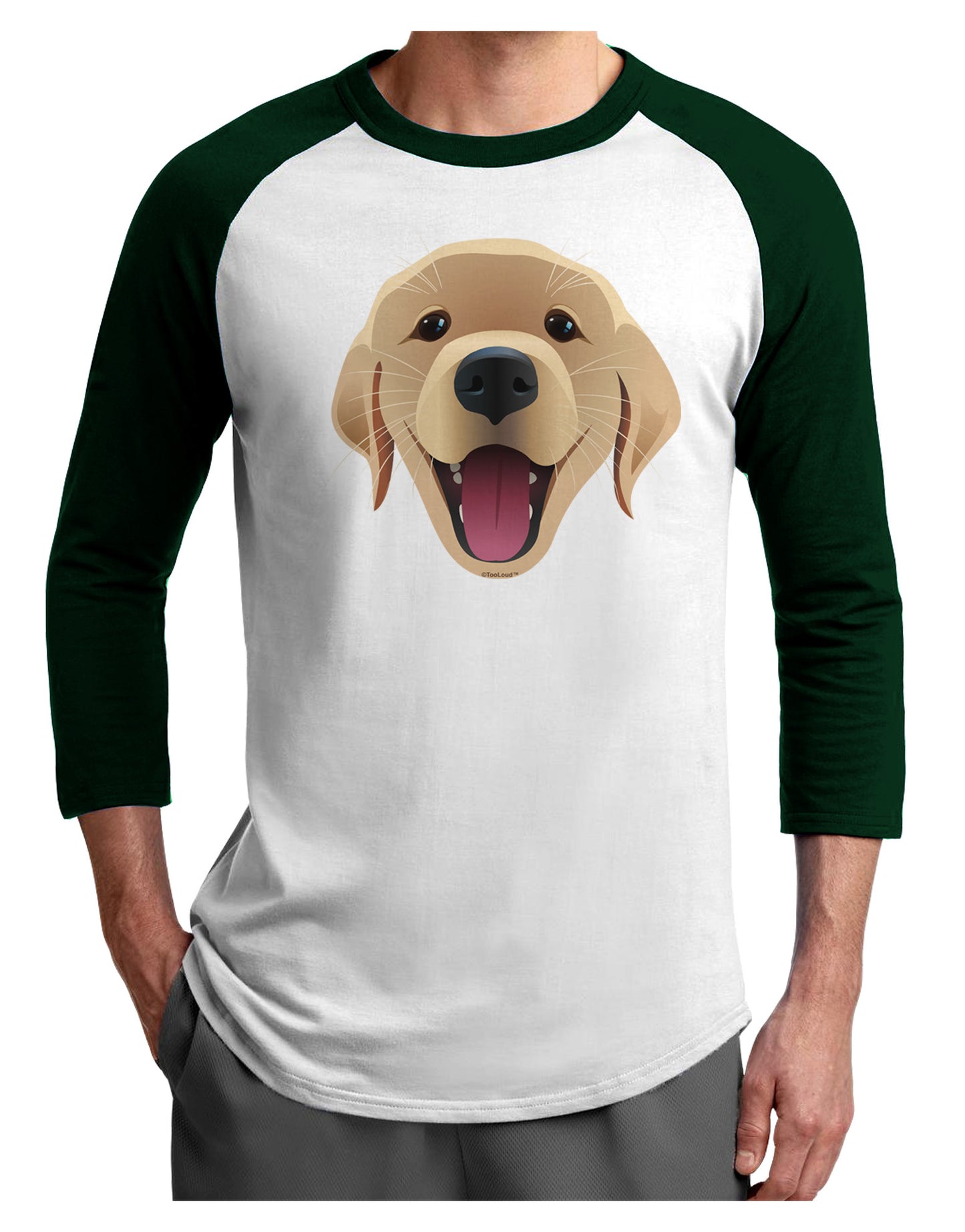 Cute Golden Retriever Puppy Face Adult Raglan Shirt-TooLoud-White-Forest-X-Small-Davson Sales