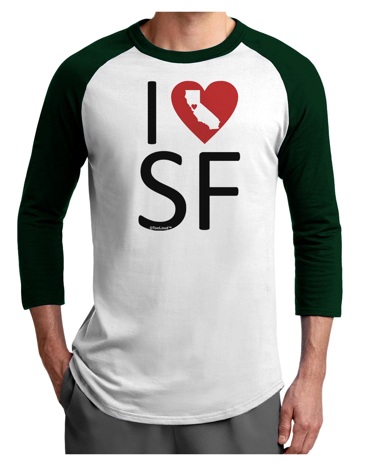 I Heart San Francisco Adult Raglan Shirt-Raglan Shirt-TooLoud-White-Forest-X-Small-Davson Sales