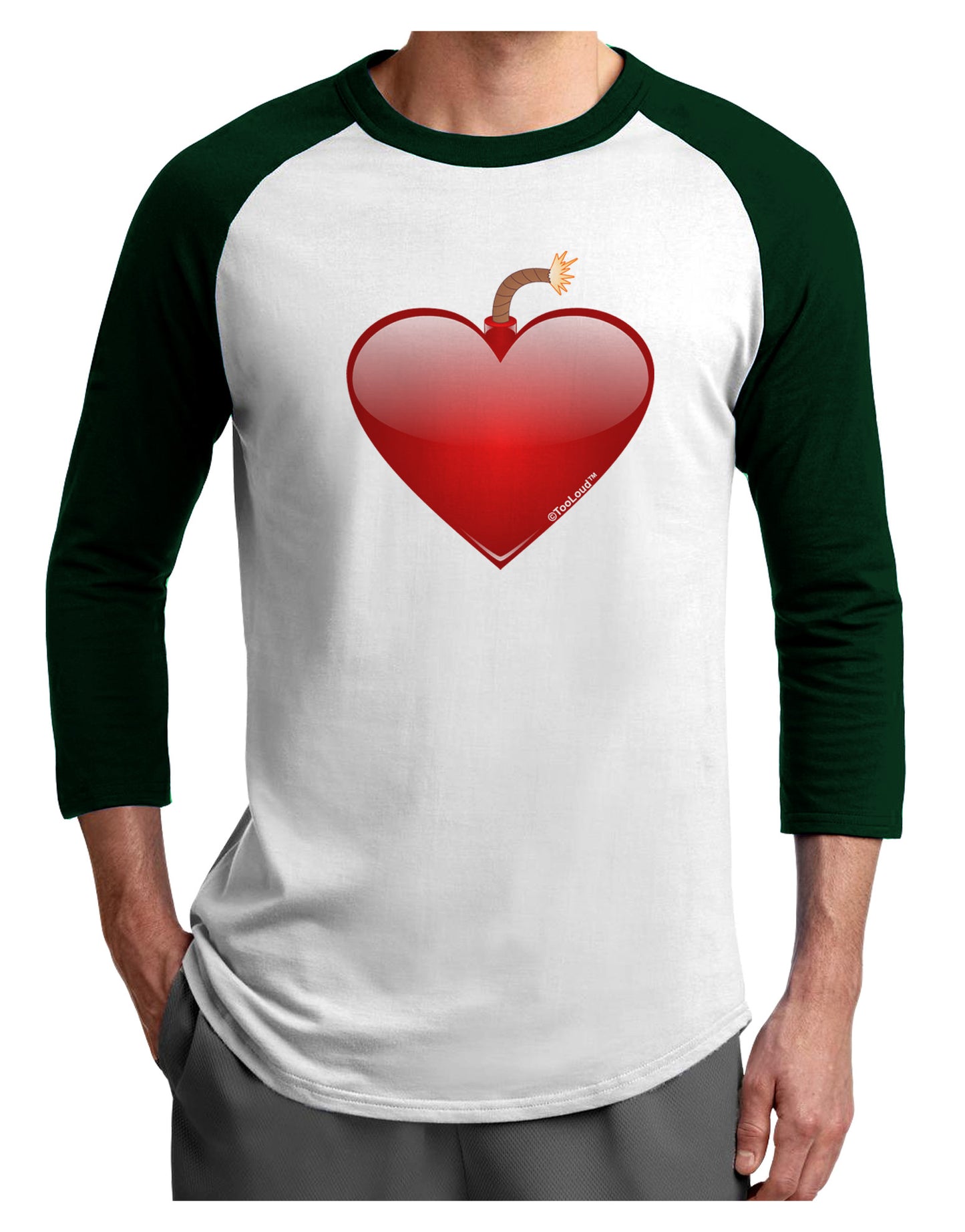 Love Bomb Adult Raglan Shirt-TooLoud-White-Forest-X-Small-Davson Sales