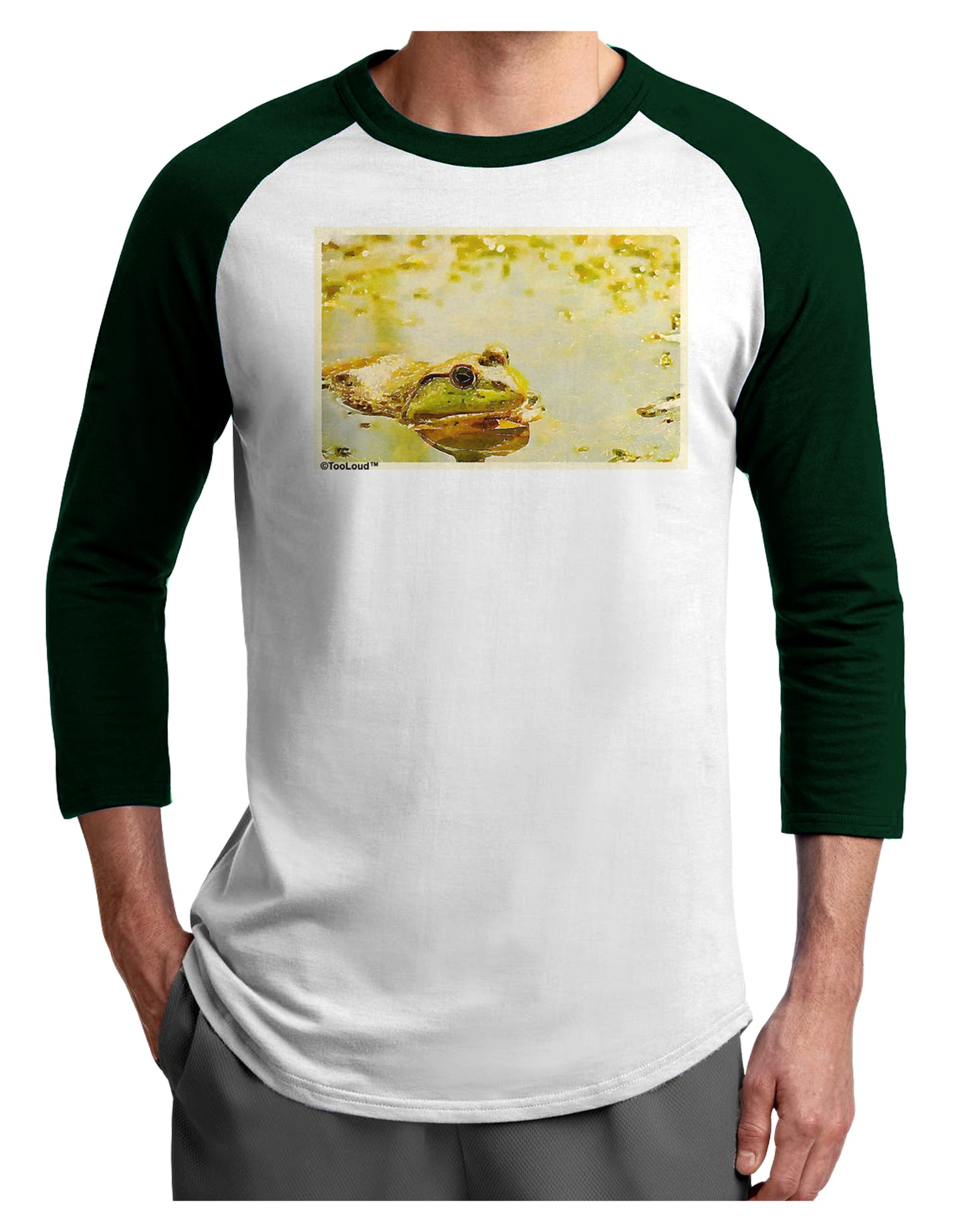 Bullfrog In Watercolor Adult Raglan Shirt by TooLoud-TooLoud-White-Forest-X-Small-Davson Sales